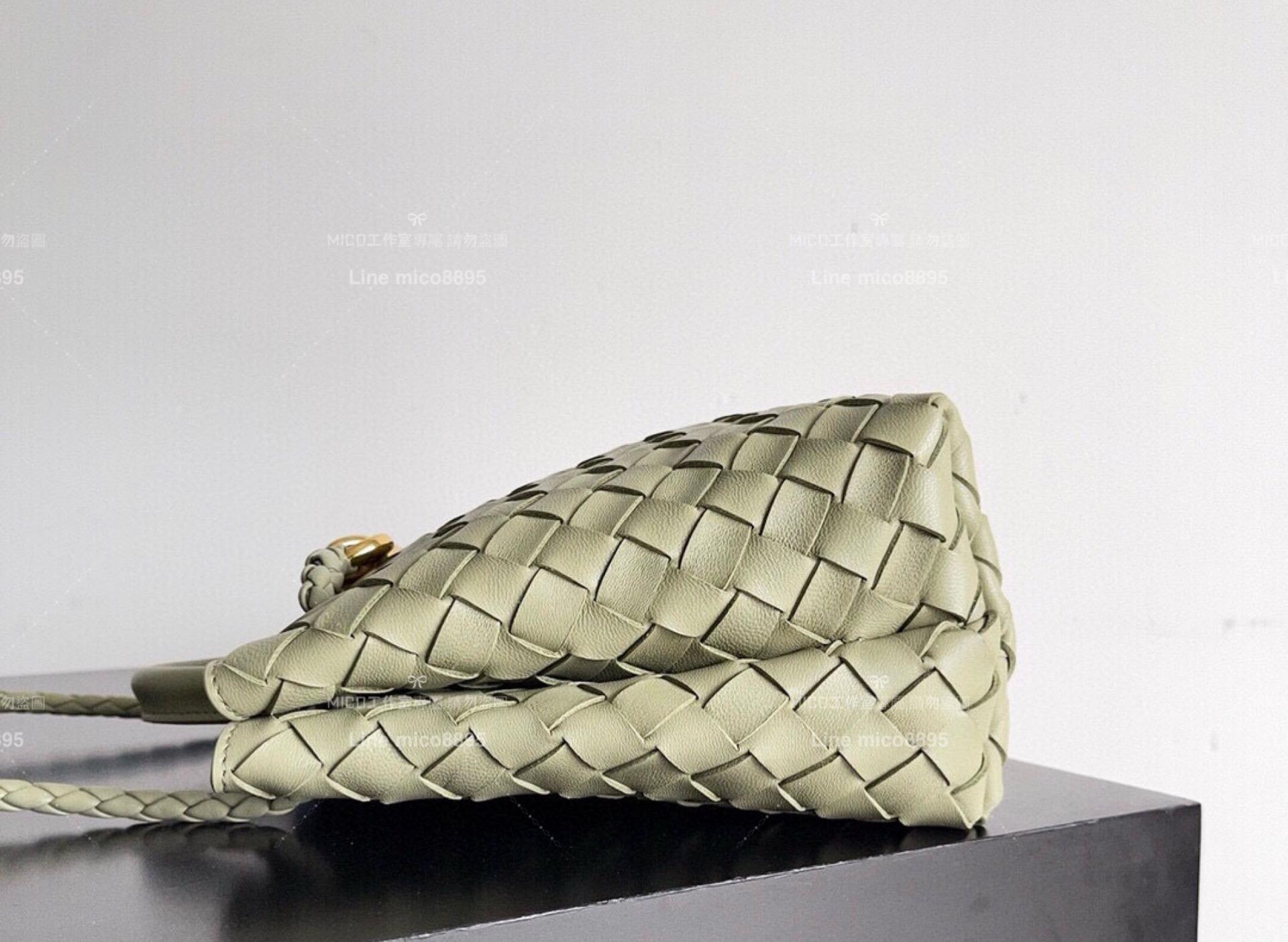 BOTTEGA VENETA 洞石綠 編織羊皮 SMALL小號 ANDIAMO 編織包手袋 25cm
