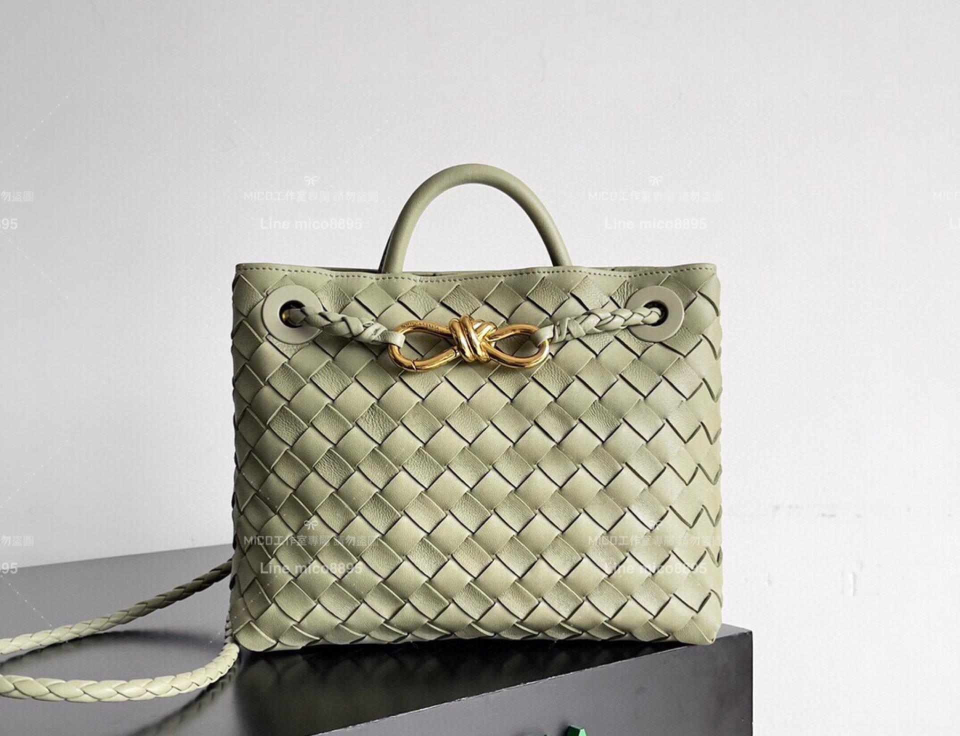 BOTTEGA VENETA 洞石綠 編織羊皮 SMALL小號 ANDIAMO 編織包手袋 25cm