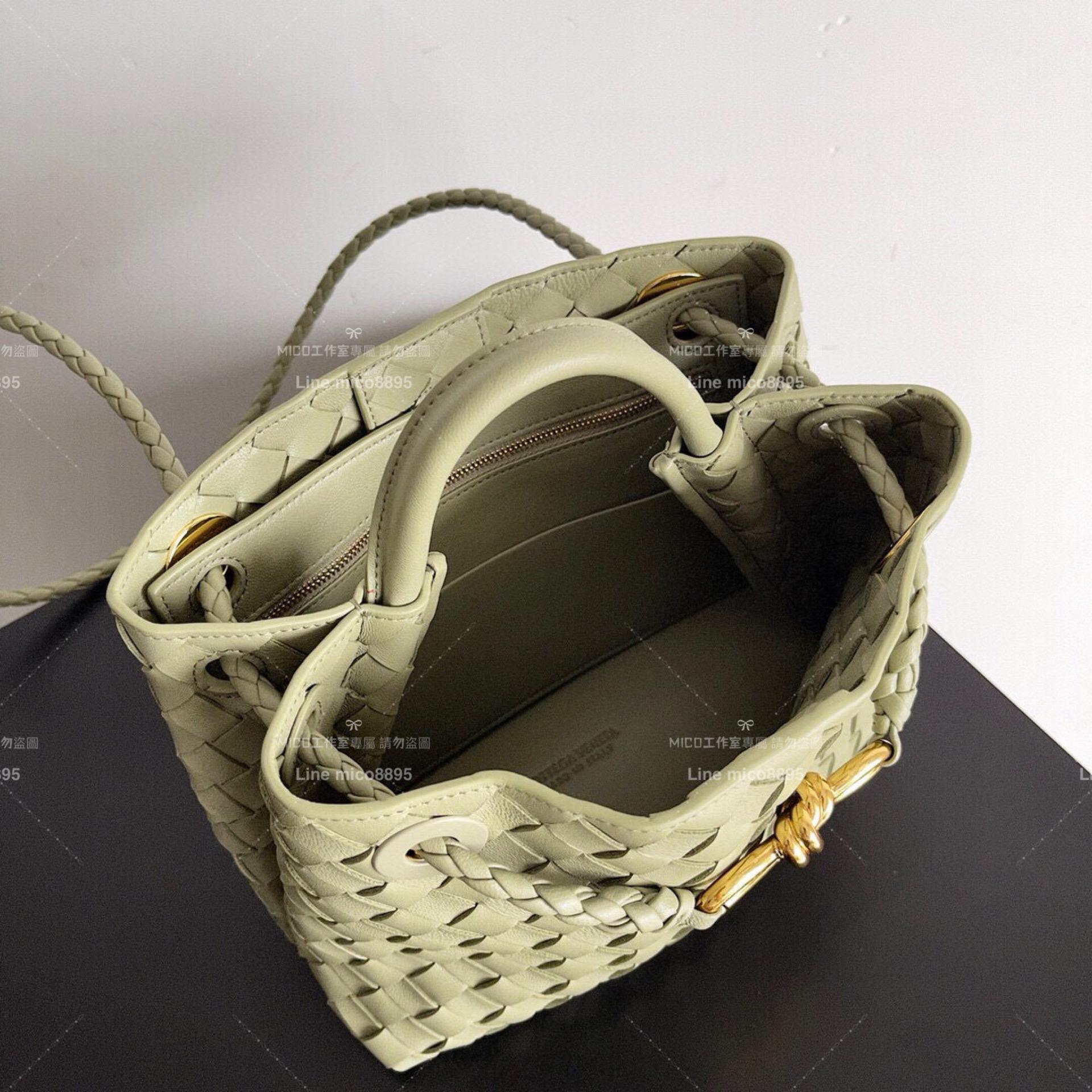 BOTTEGA VENETA 洞石綠 編織羊皮 SMALL小號 ANDIAMO 編織包手袋 25cm