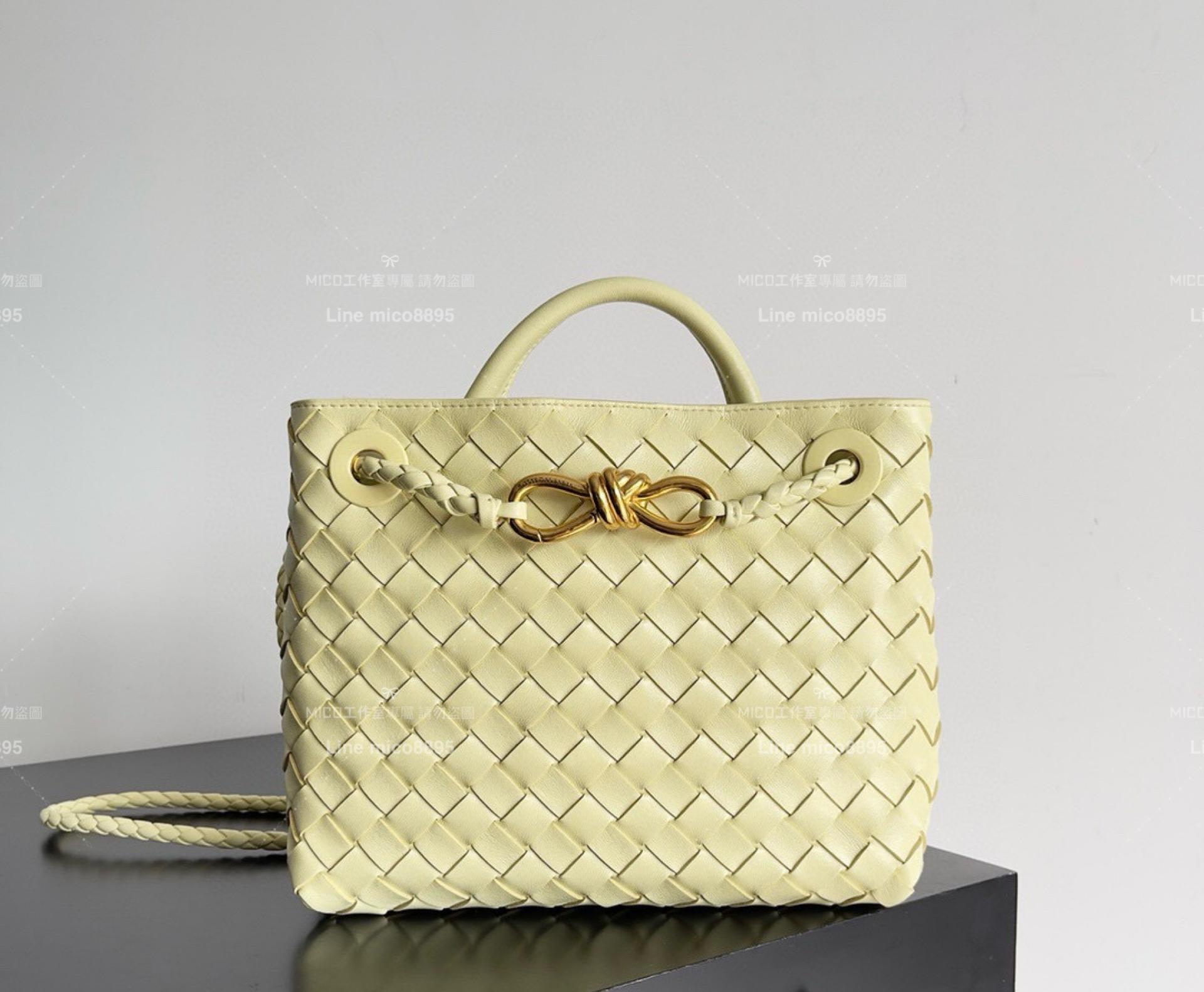 BOTTEGA VENETA 編織羊皮 冰淇淋黃 SMALL小號 ANDIAMO 編織包手袋 25cm