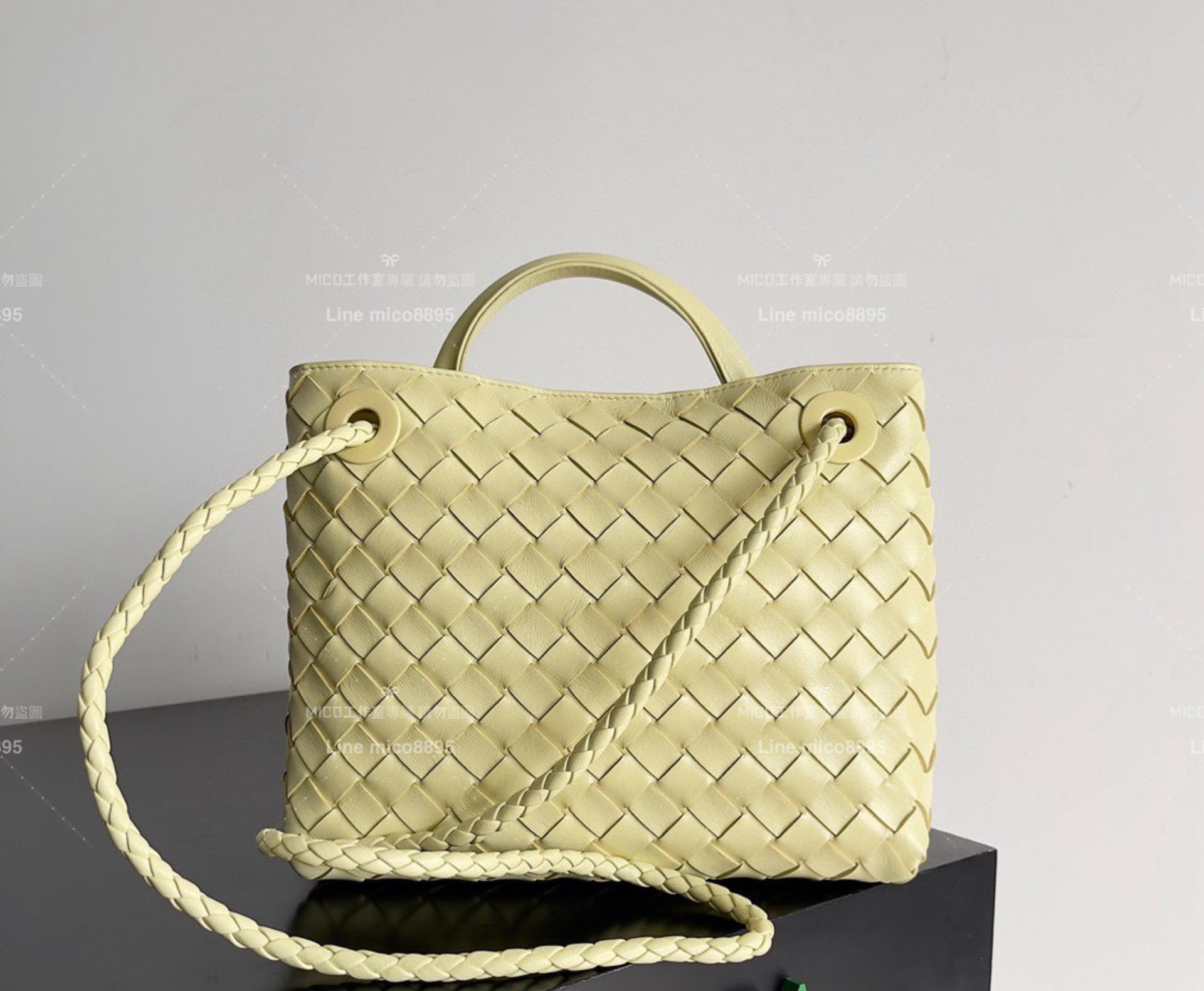 BOTTEGA VENETA 編織羊皮 冰淇淋黃 SMALL小號 ANDIAMO 編織包手袋 25cm