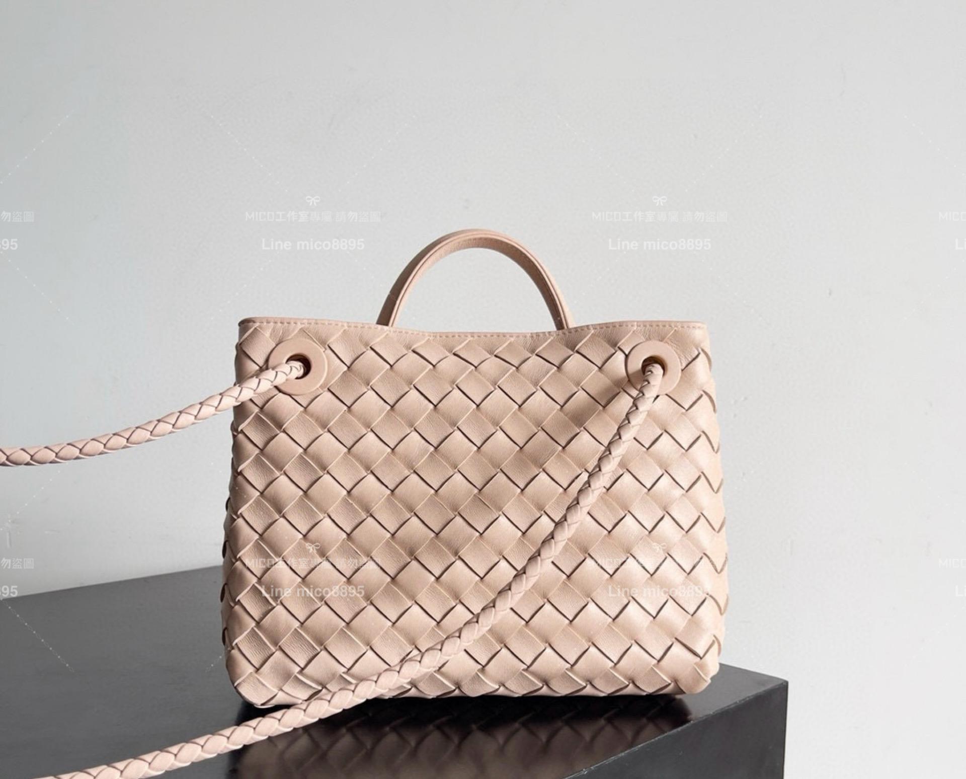 BOTTEGA VENETA 編織羊皮 蓮花粉 SMALL小號 ANDIAMO 編織包手袋 25cm