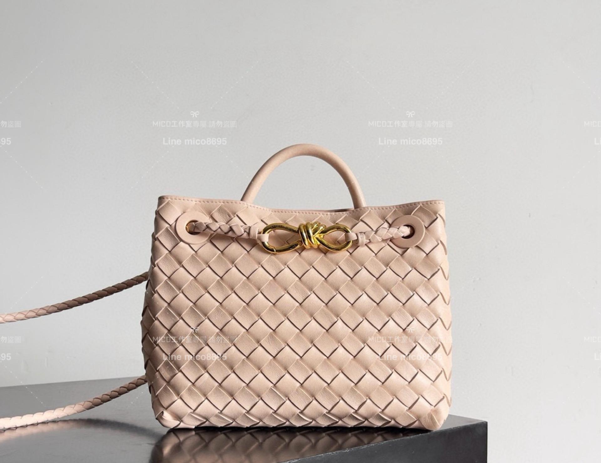 BOTTEGA VENETA 編織羊皮 蓮花粉 SMALL小號 ANDIAMO 編織包手袋 25cm