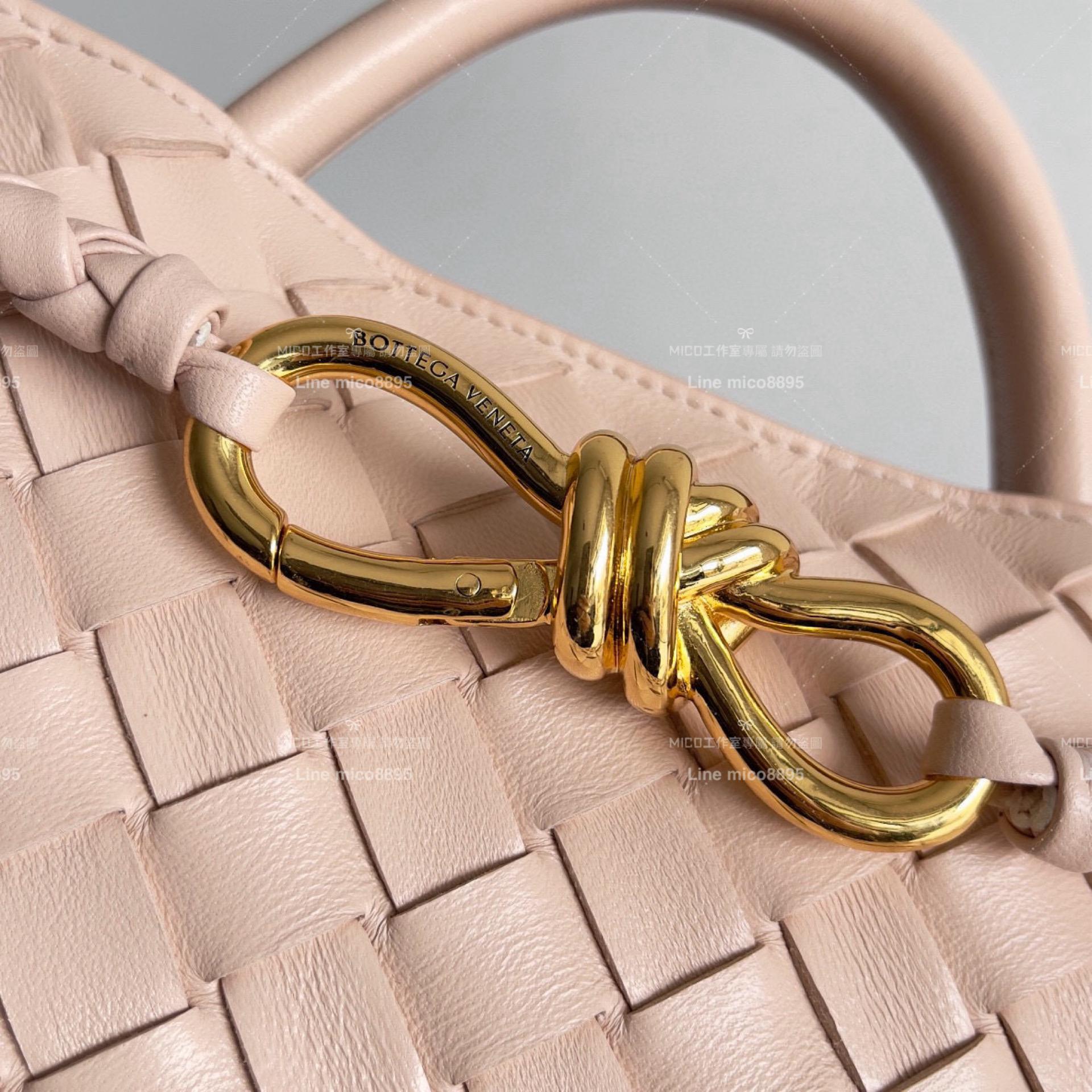 BOTTEGA VENETA 編織羊皮 蓮花粉 SMALL小號 ANDIAMO 編織包手袋 25cm