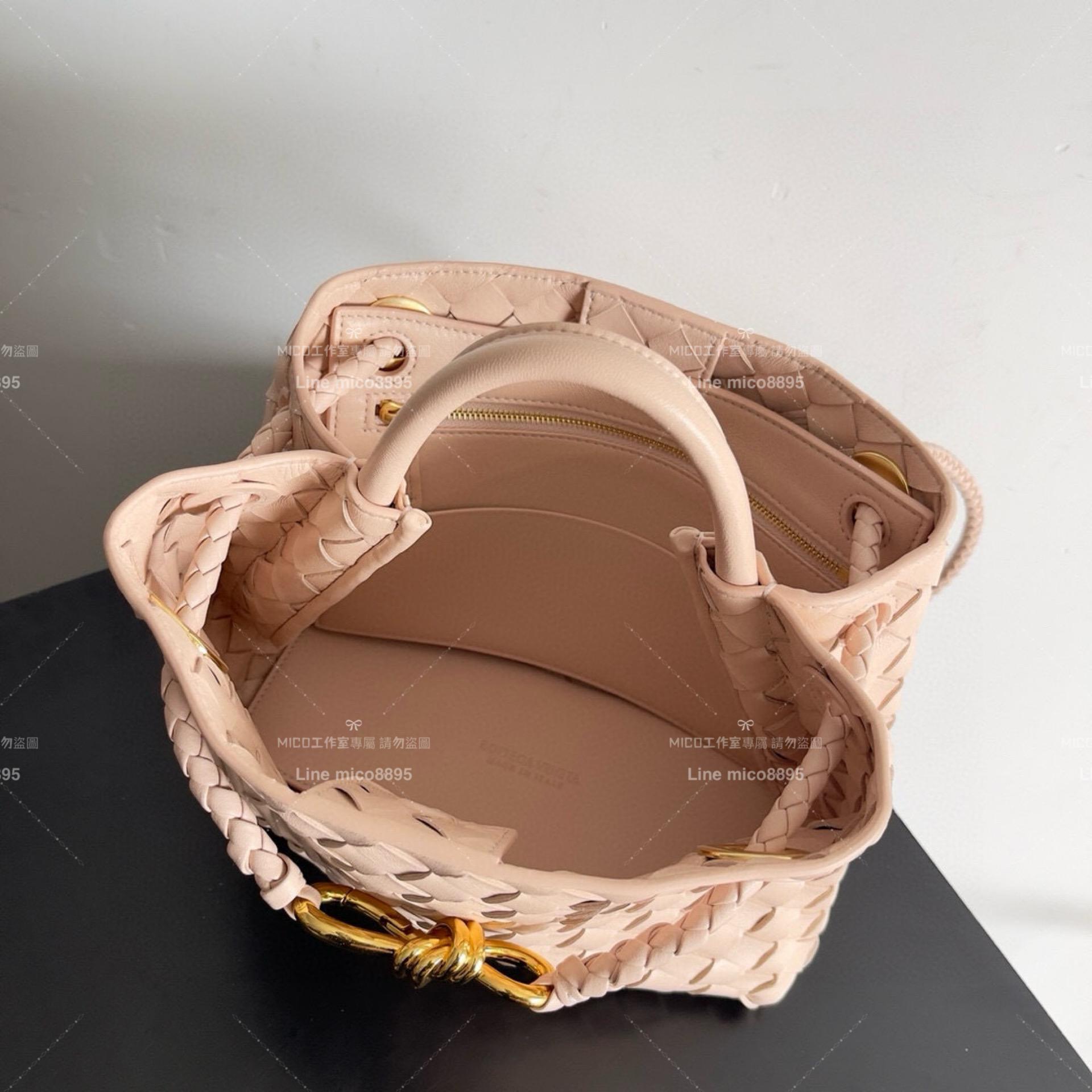 BOTTEGA VENETA 編織羊皮 蓮花粉 SMALL小號 ANDIAMO 編織包手袋 25cm