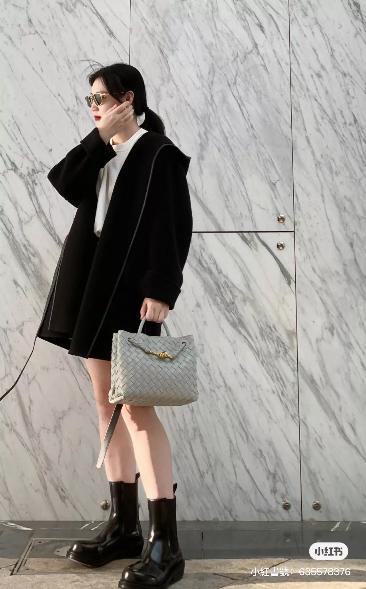BOTTEGA VENETA 編織羊皮 SMALL小號 瑪瑙灰 ANDIAMO 編織包手袋 25cm