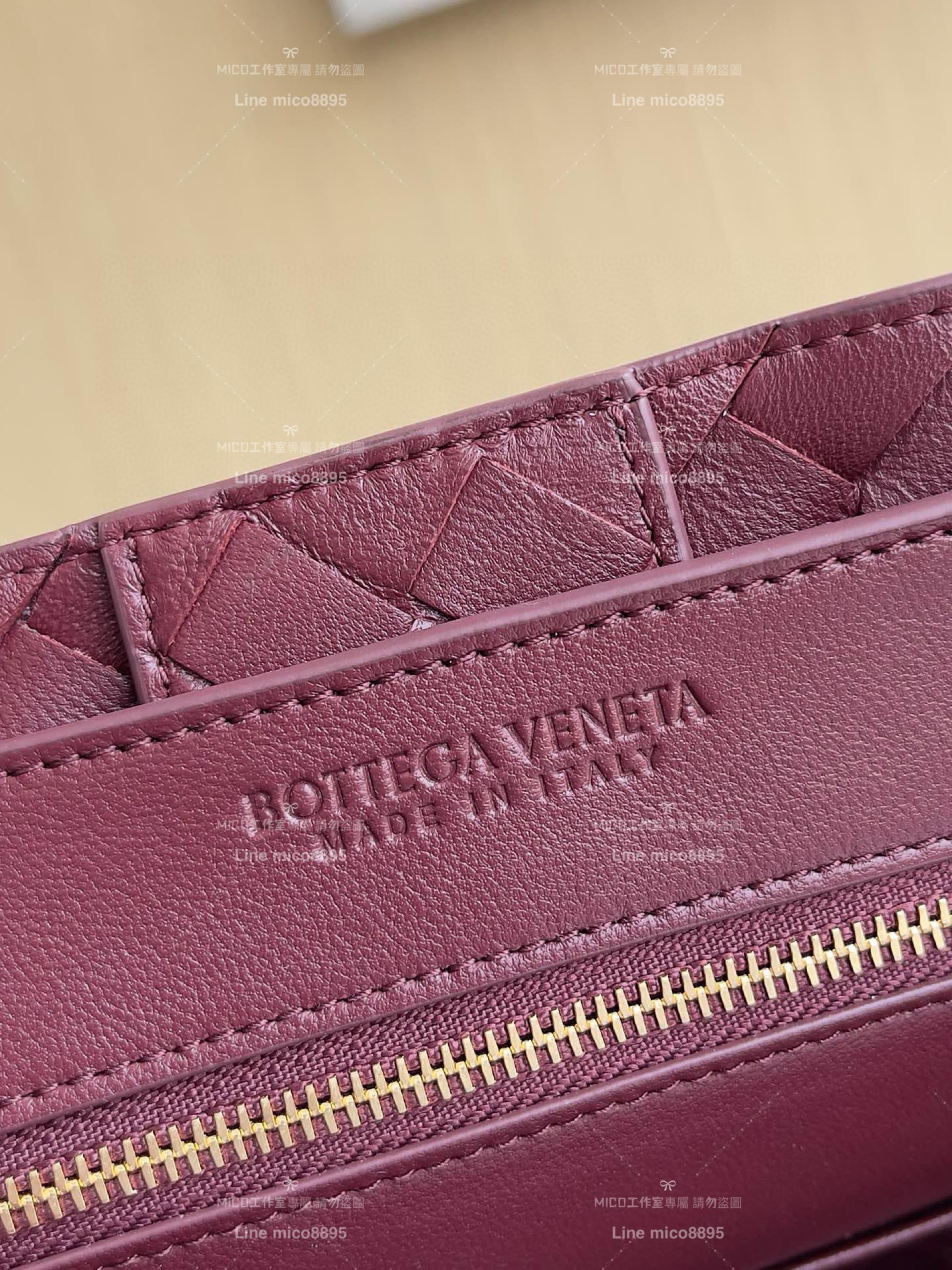 BOTTEGA VENETA BV 酒紅色 編織小羊皮中號Andiamo手提包/肩背包 老錢風穿搭 32.5cm