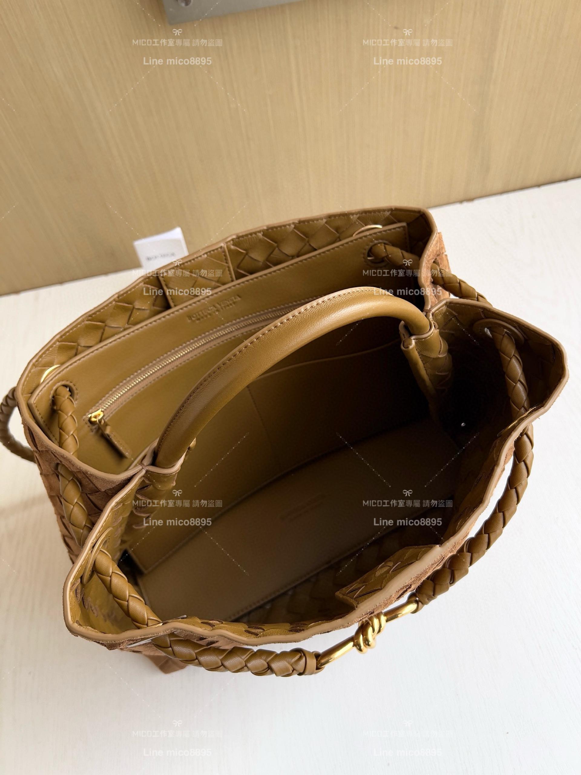 BOTTEGA VENETA BV 麂皮款 編織小羊皮中號Andiamo手提包/肩背包 老錢風穿搭 32.5cm