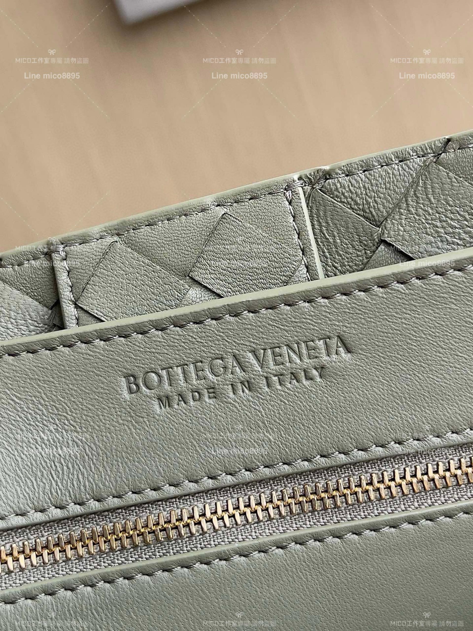 BOTTEGA VENETA BV 洞石綠 編織小羊皮中號Andiamo手提包/肩背包/托特包 老錢風穿搭 32.5cm