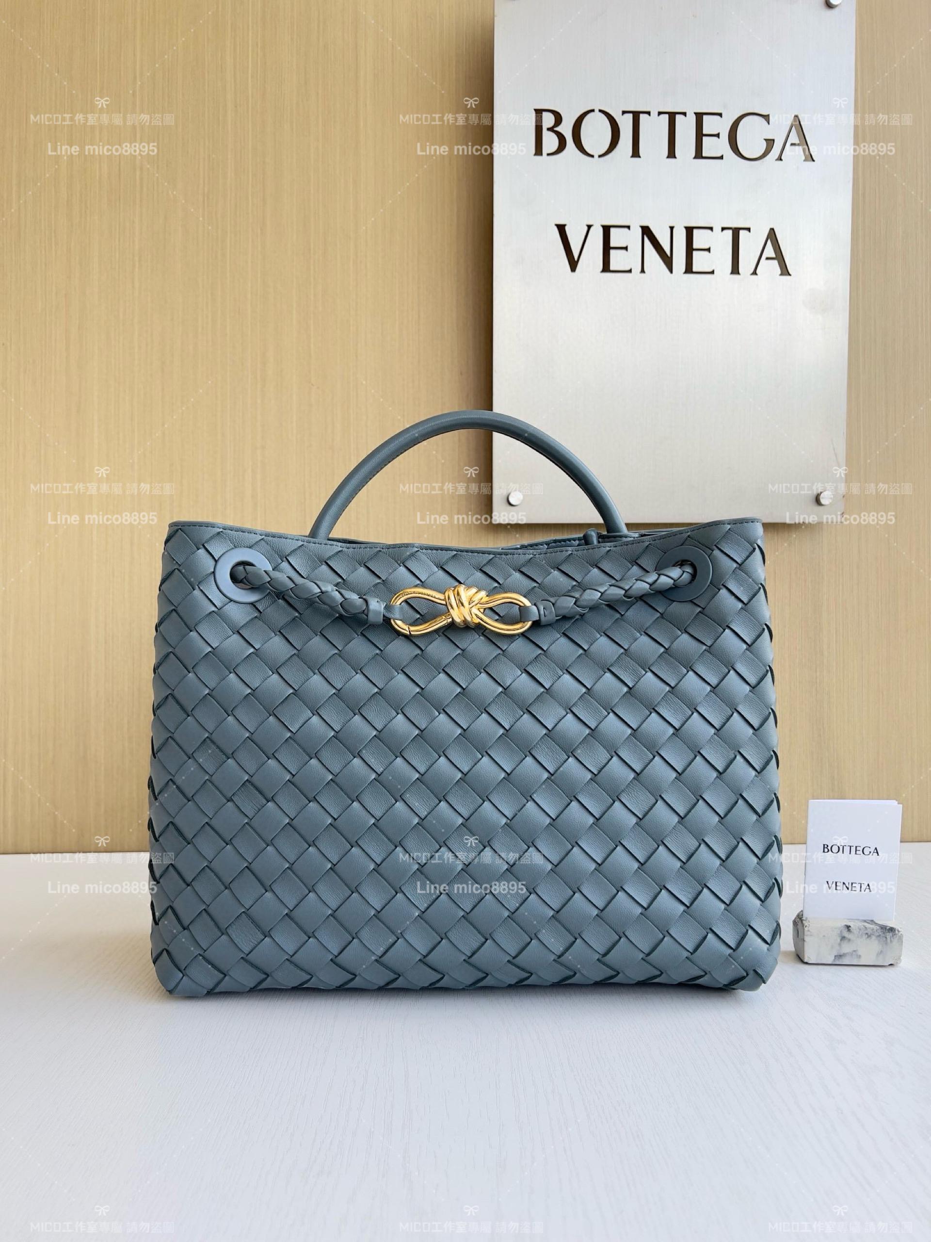 BOTTEGA VENETA BV 石板灰編織小羊皮中號Andiamo手提包/肩背包 老錢風穿搭 32.5cm