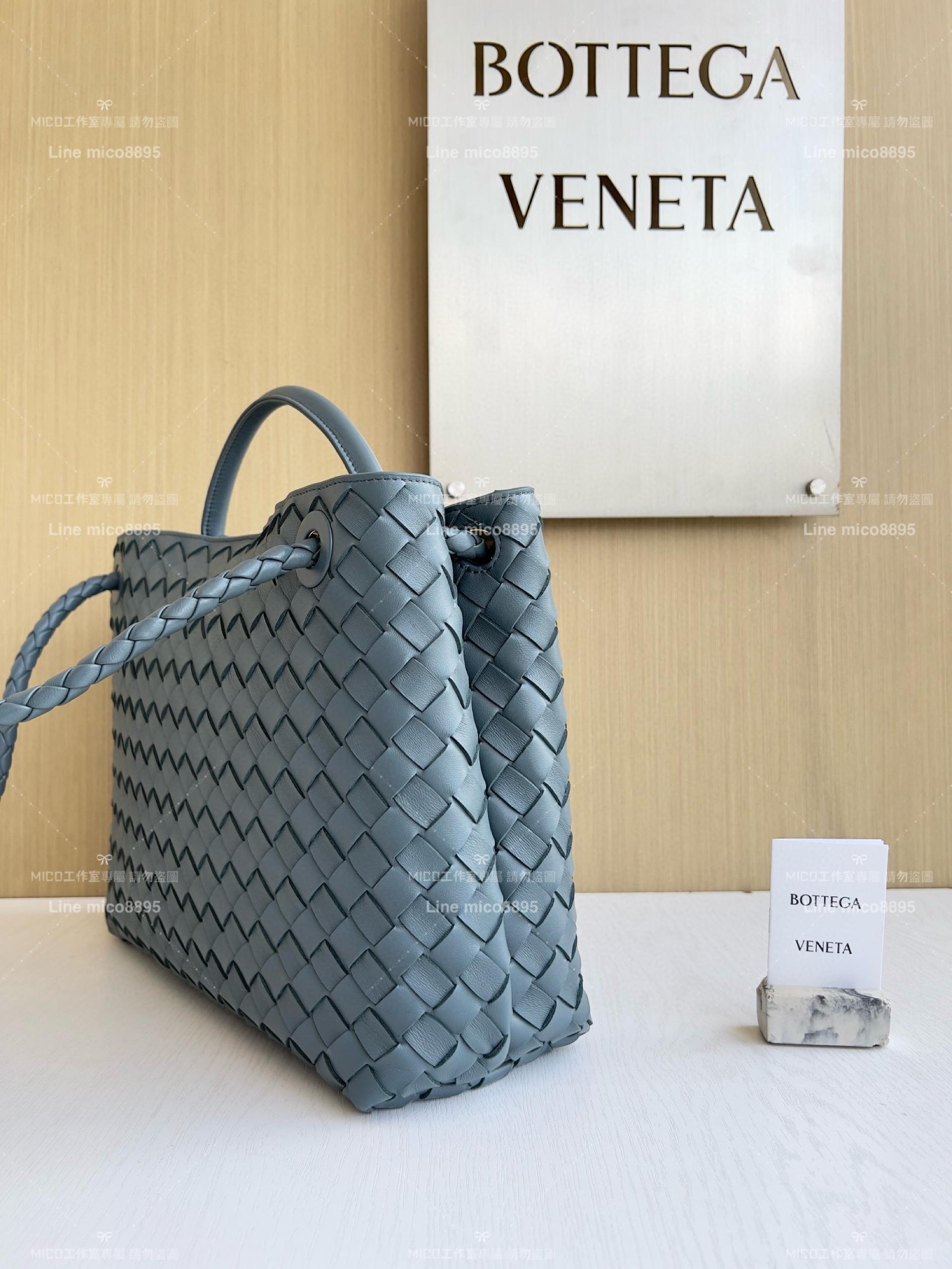 BOTTEGA VENETA BV 石板灰編織小羊皮中號Andiamo手提包/肩背包 老錢風穿搭 32.5cm