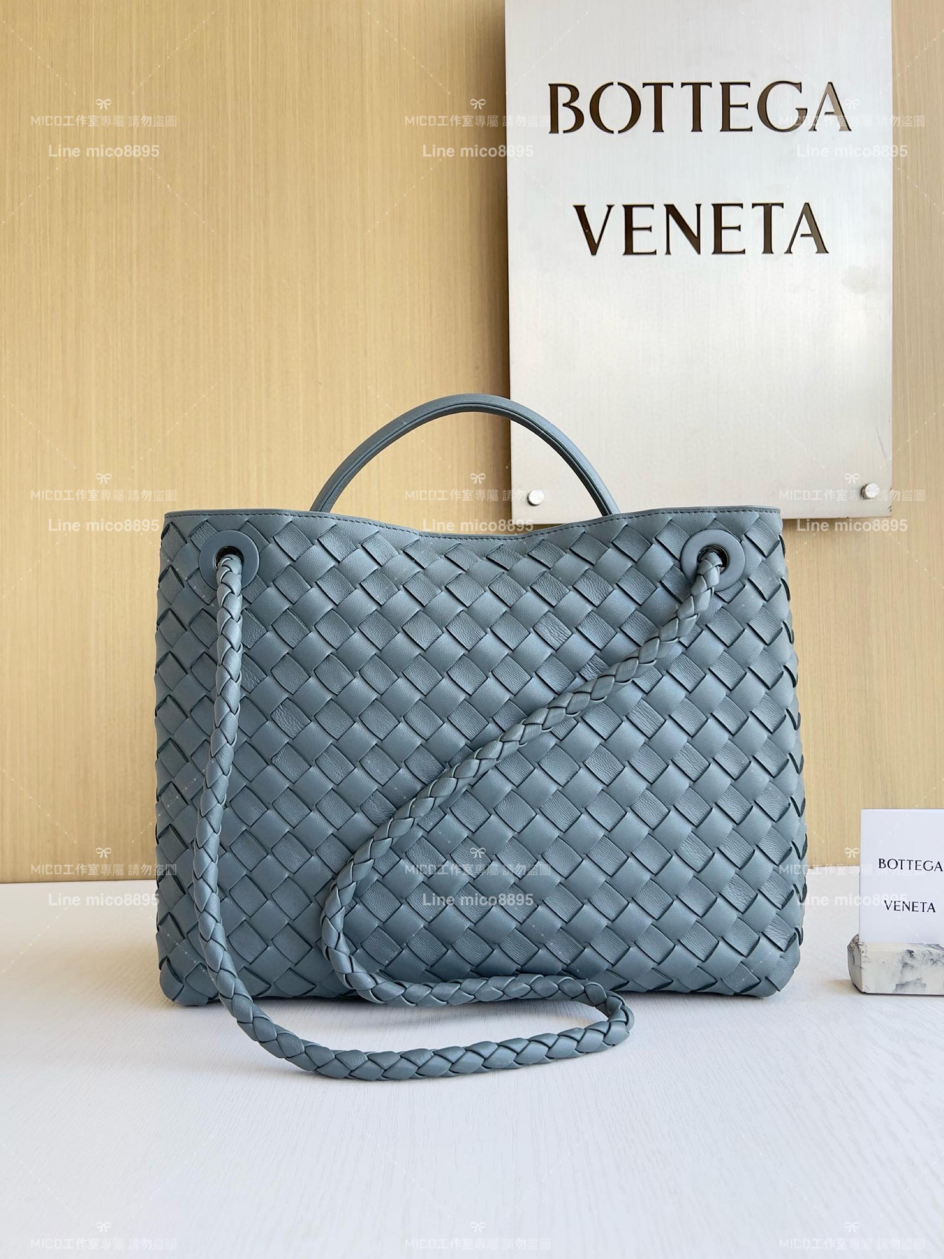 BOTTEGA VENETA BV 石板灰編織小羊皮中號Andiamo手提包/肩背包 老錢風穿搭 32.5cm