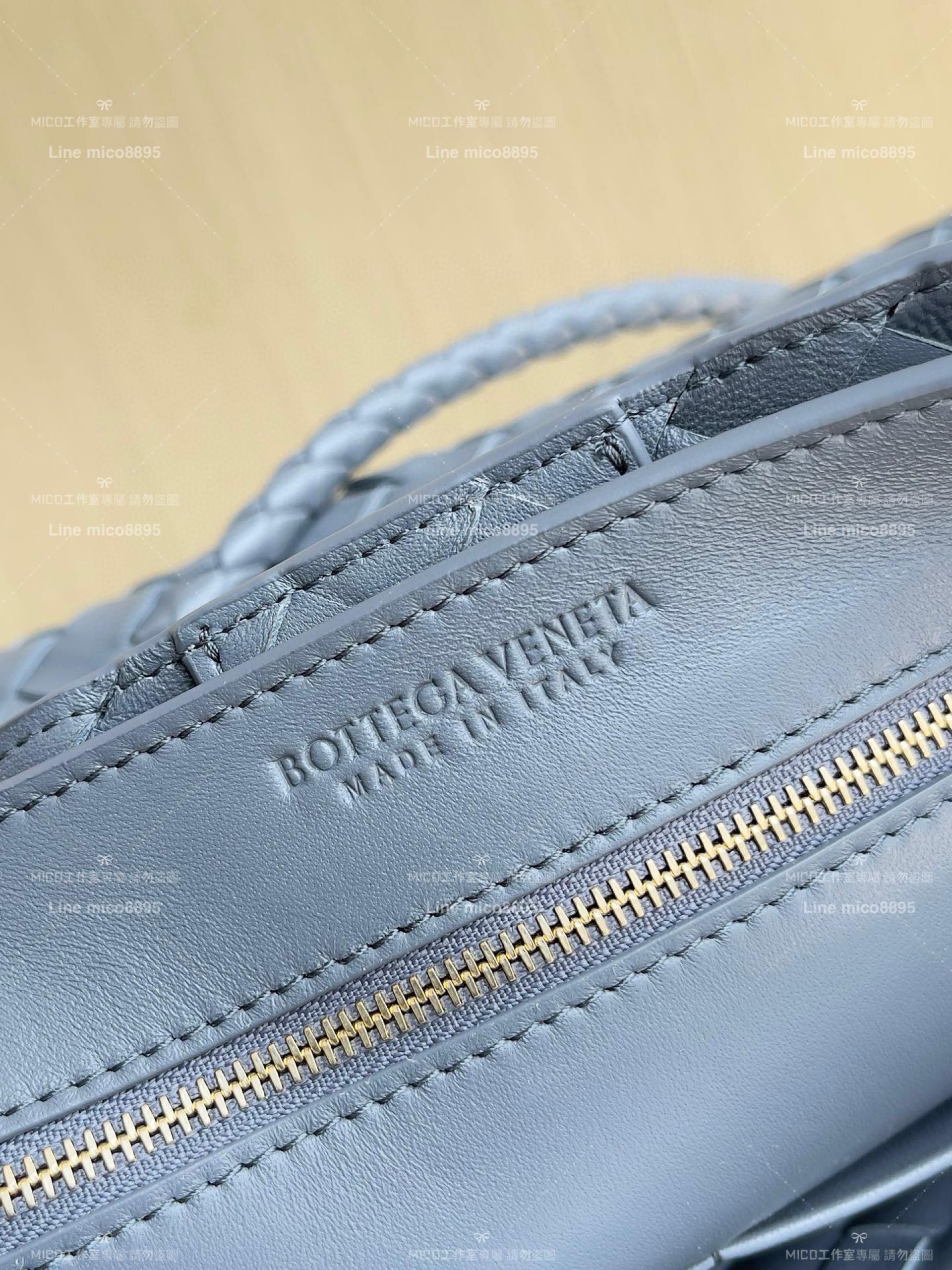 BOTTEGA VENETA BV 閃電灰編織小羊皮中號Andiamo手提包/肩背包 老錢風穿搭 32.5cm