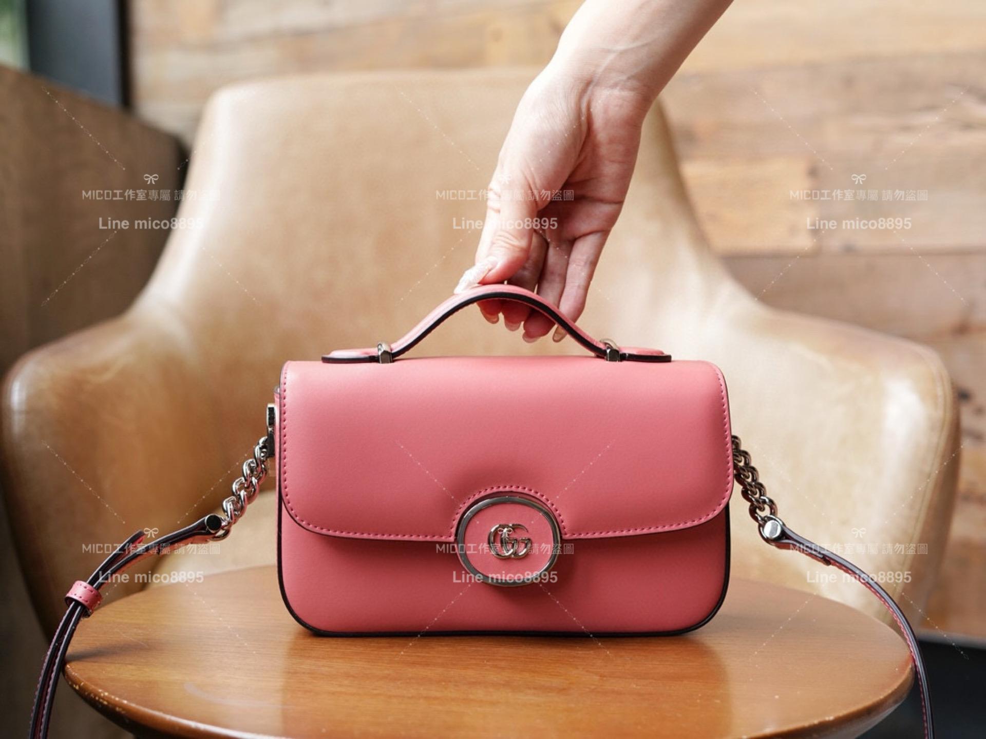 GUCCI 古馳 GG 粉色 Petite 斜挎肩背包/斜跨包/女包/21cm