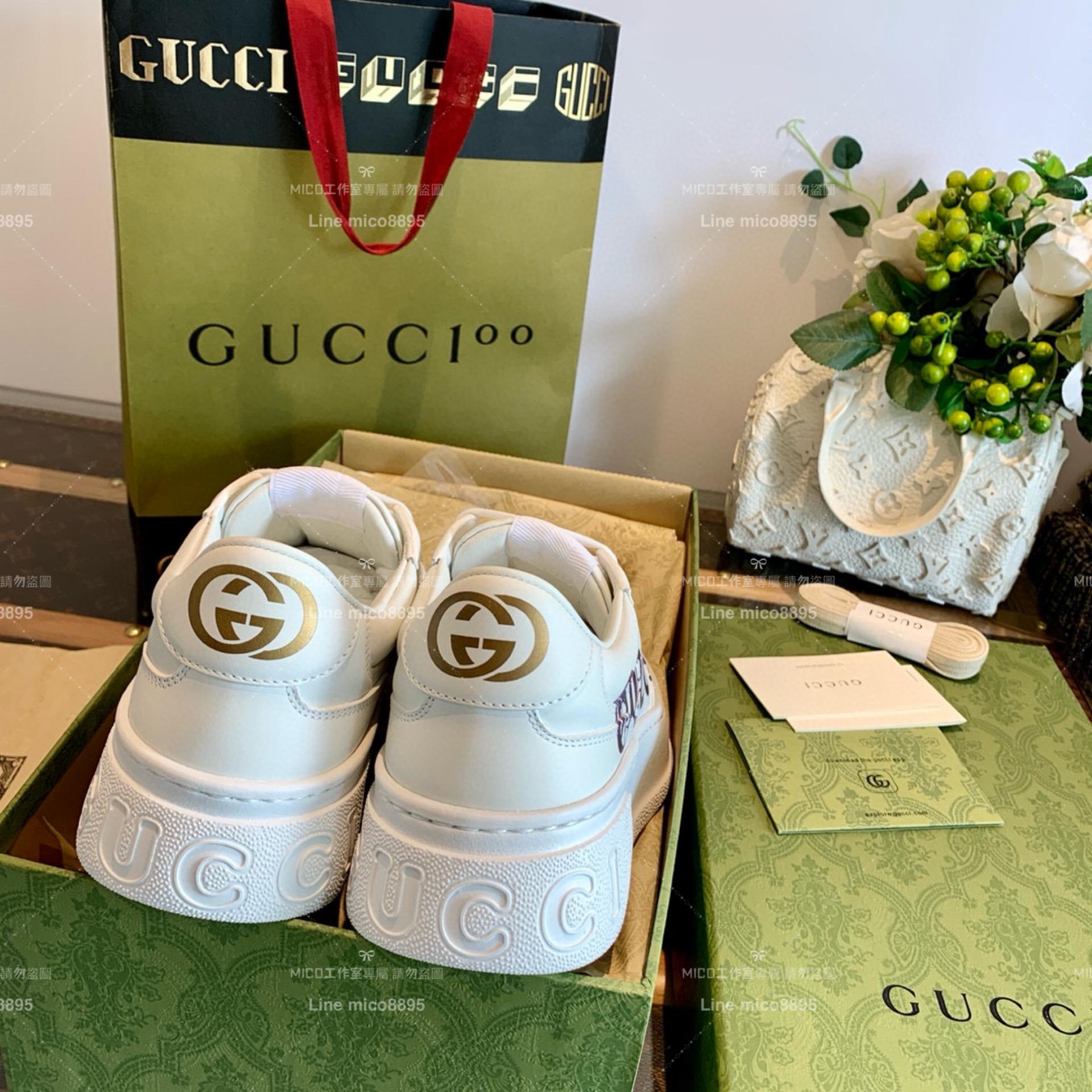 GUCCI 男女情侶款 GG 520限定款 餅乾小白鞋 厚底鞋/餅乾鞋 男女碼35-44