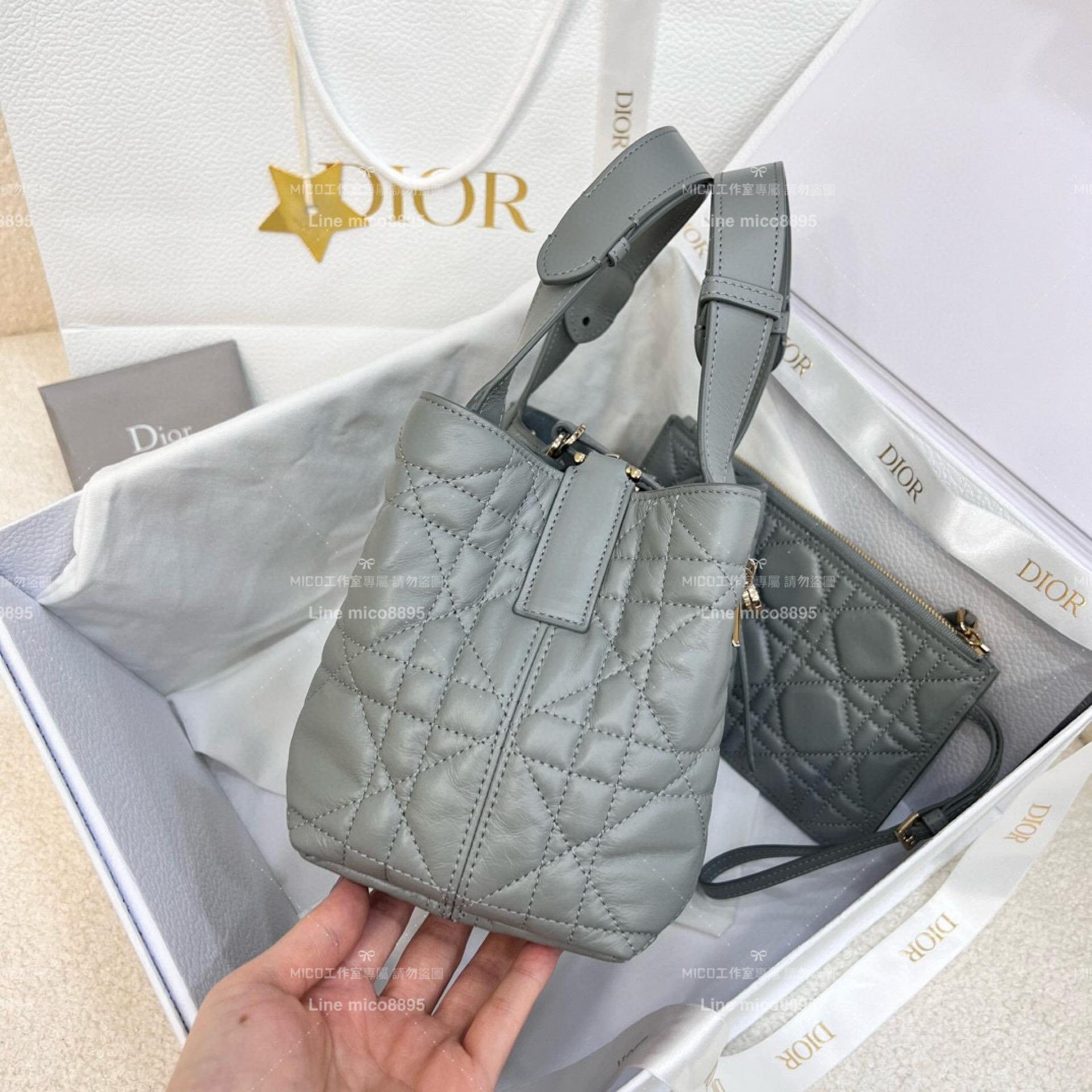 DIOR 迪奧｜▫️高訂版 全鋼五金 岩石灰 小牛皮藤格紋Toujours 手提包/肩背包 小號 23cm