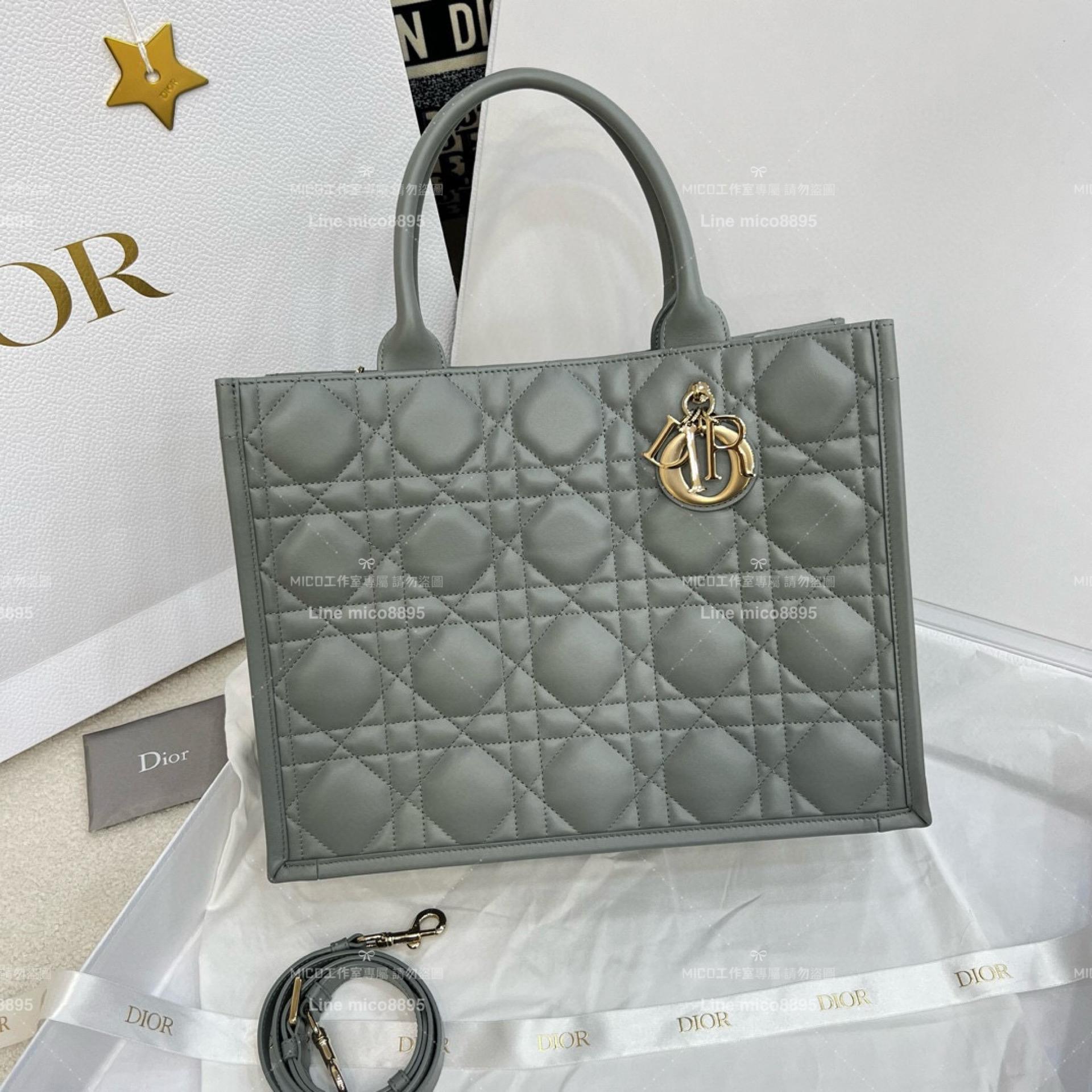 DIOR 迪奧｜▫️高訂版 全鋼五金 岩石灰全皮 新款BookTote 帶肩帶款 中號/36cm