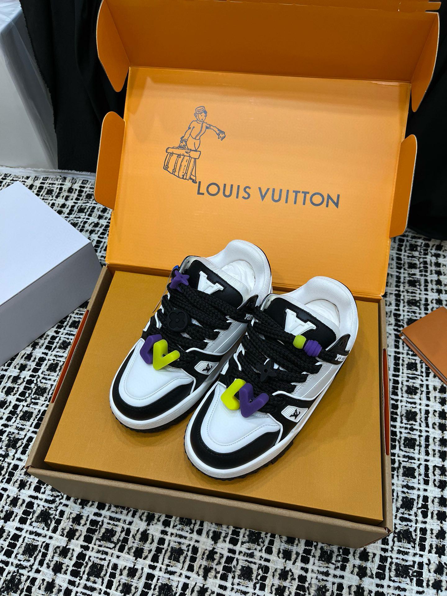 LV Louis Vuitton｜黑白熊貓配色 胖丁板鞋 休閒鞋 情侶款35-45