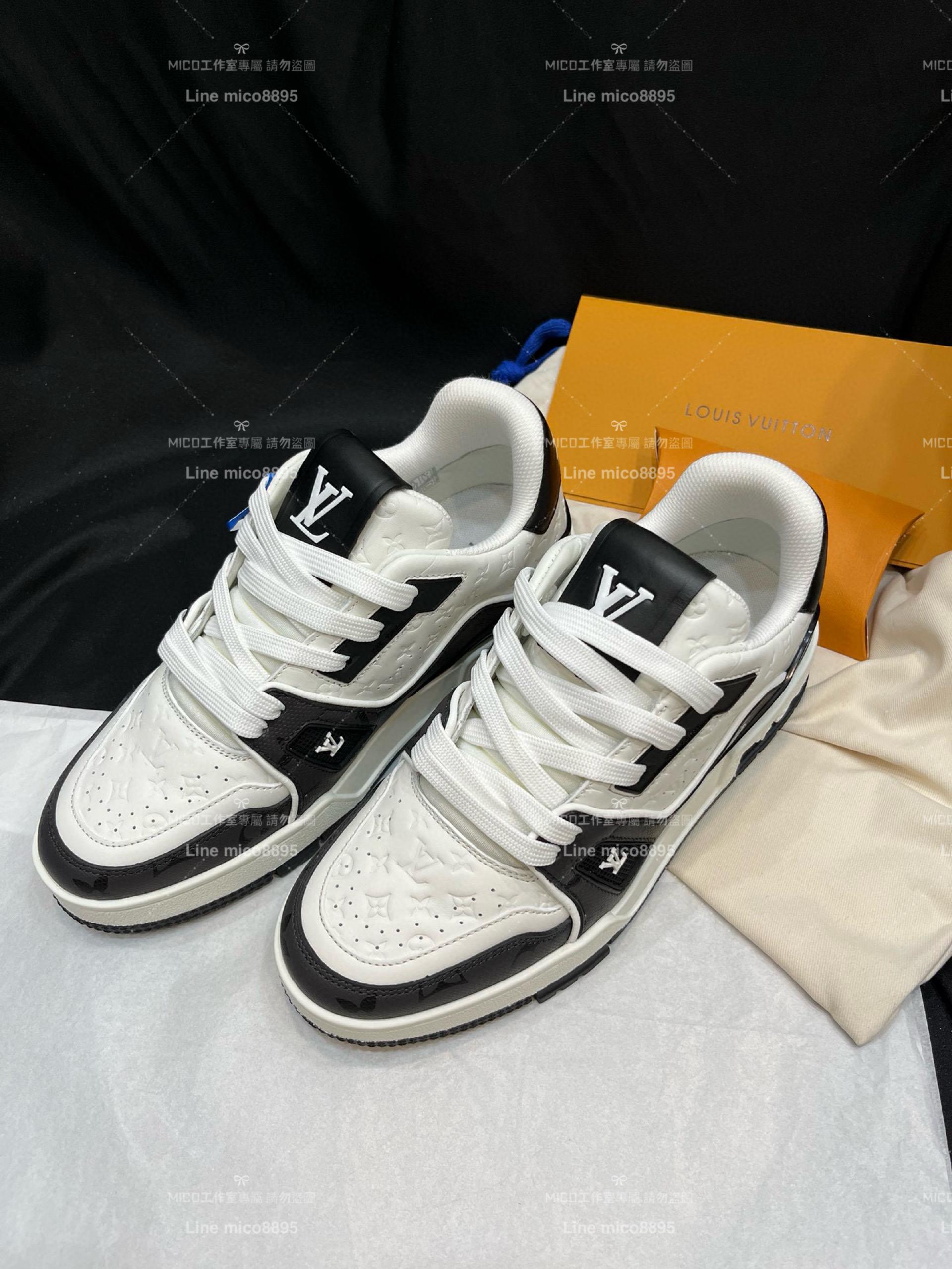 LV Louis Vuitton｜經典百搭款Trainer休閒鞋 黑花 情侶款 35-45