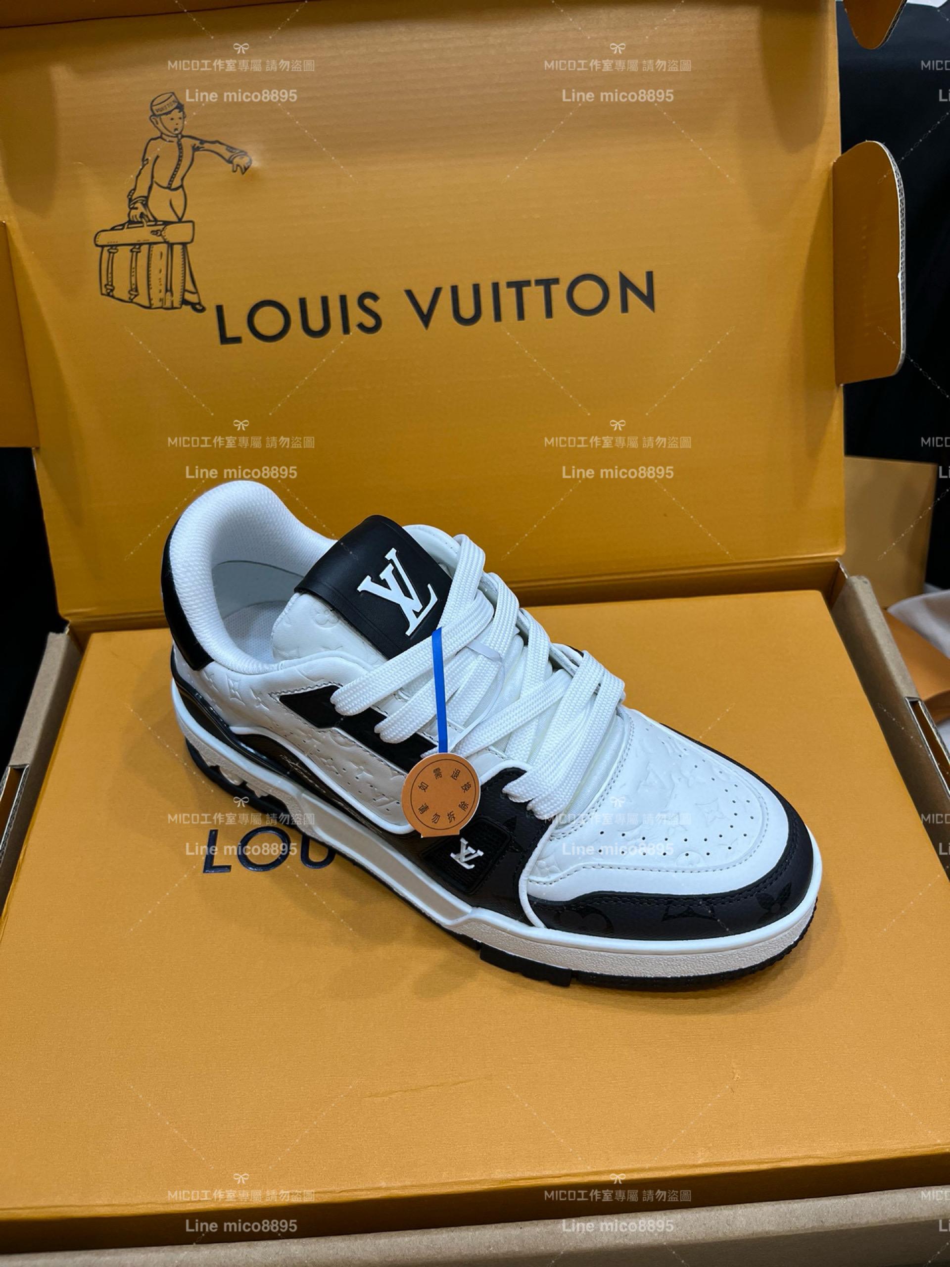 LV Louis Vuitton｜經典百搭款Trainer休閒鞋 黑花 情侶款 35-45