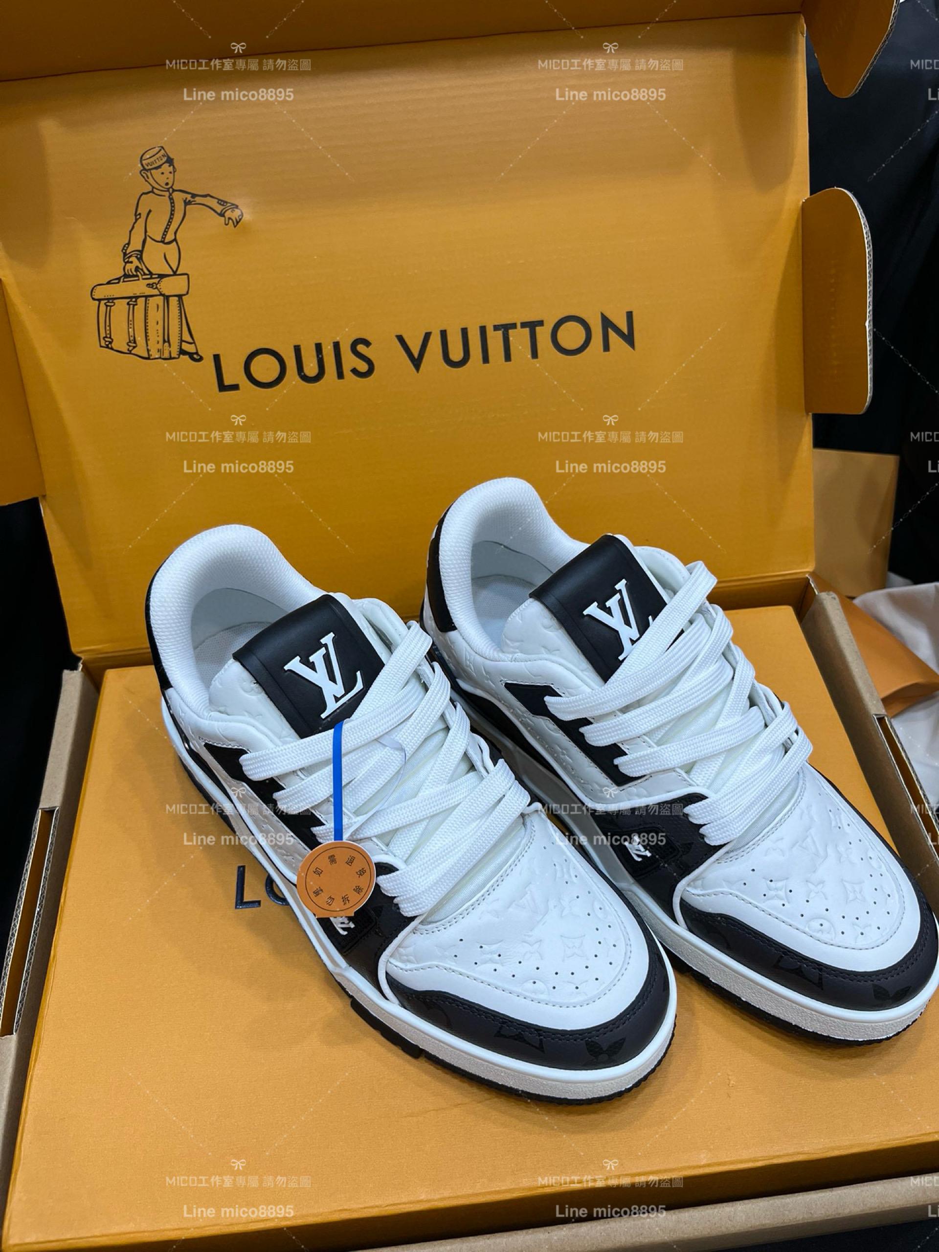 LV Louis Vuitton｜經典百搭款Trainer休閒鞋 黑花 情侶款 35-45