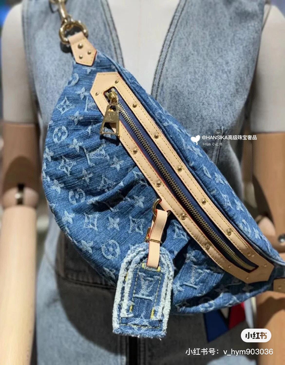 LV 路易威登｜M46837 丹寧牛仔系列 Monogram丹寧帆布腰包 胸包 38cm