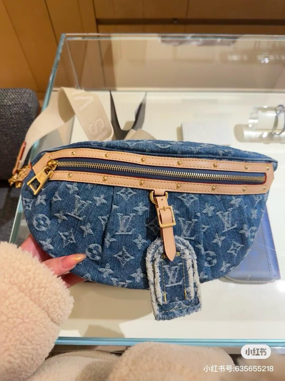 LV 路易威登｜M46837 丹寧牛仔系列 Monogram丹寧帆布腰包 胸包 38cm