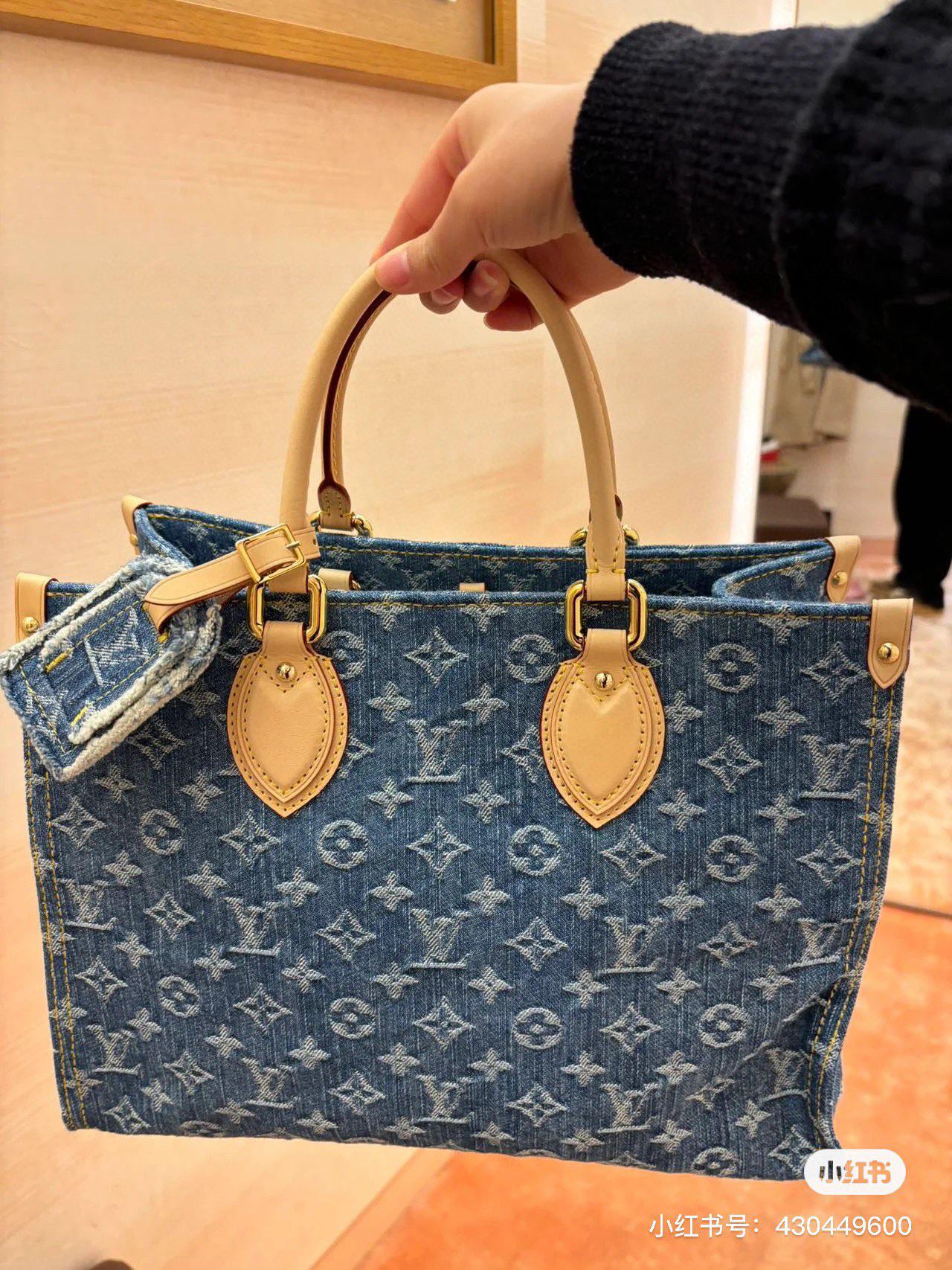 LV 路易威登｜ M46871 丹寧牛仔系列 Onthego 中號手袋/購物袋 托特包 35cm