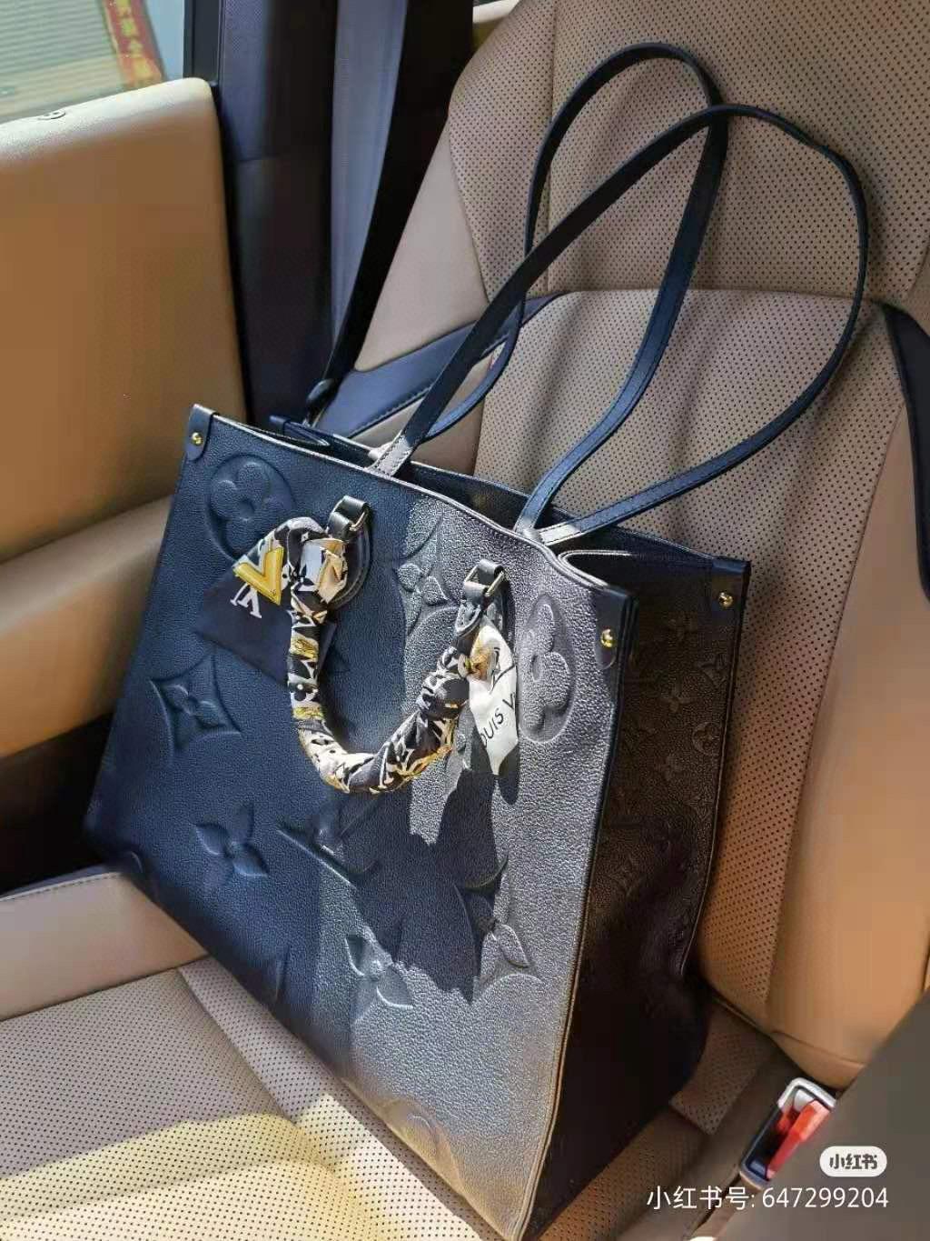 LV 路易威登｜ M44925 黑色壓紋 大號尺寸 OnTheGo 托特包/手提包 41*34cm