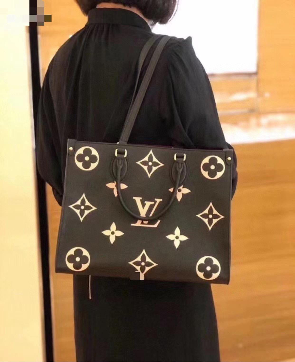 LV 路易威登｜ M45495 黑色絲印款 中號尺寸 OnTheGo 托特包/手提包 34*26cm