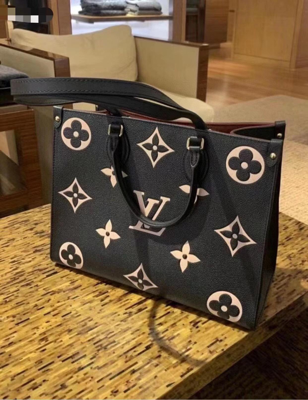 LV 路易威登｜ M45495 黑色絲印款 中號尺寸 OnTheGo 托特包/手提包 34*26cm