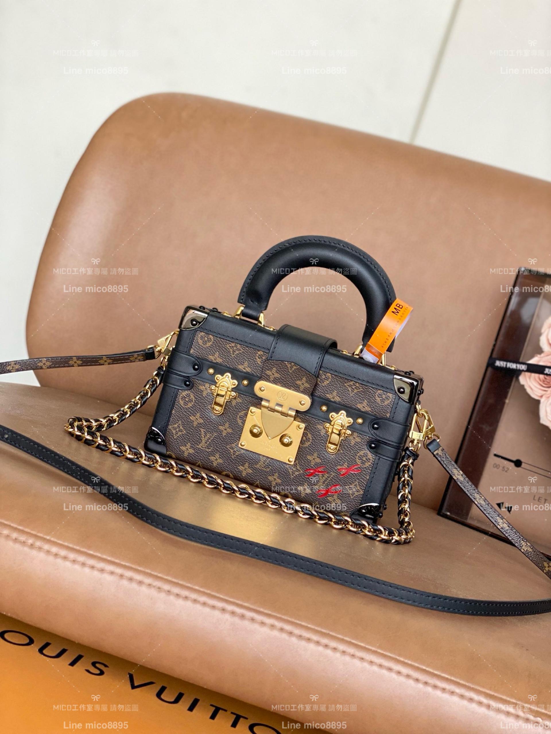 LV 路易威登｜ M46755 Petite Malle Capitale 老花拼接硬式盒子斜跨包 20cm