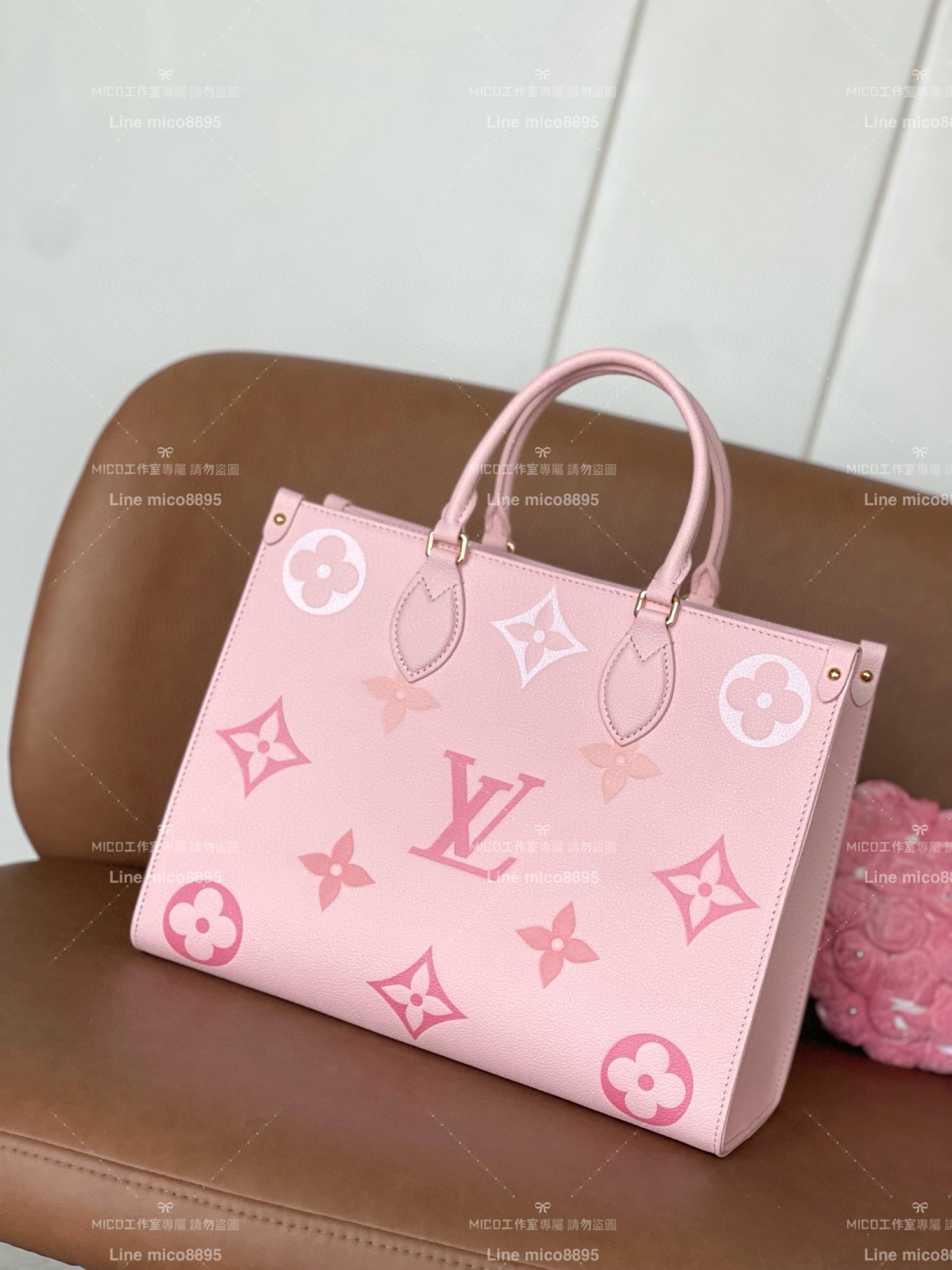 LV 路易威登｜ M46543絲印款 漸變粉 中號尺寸 OnTheGo 托特包/手提包 34*26cm