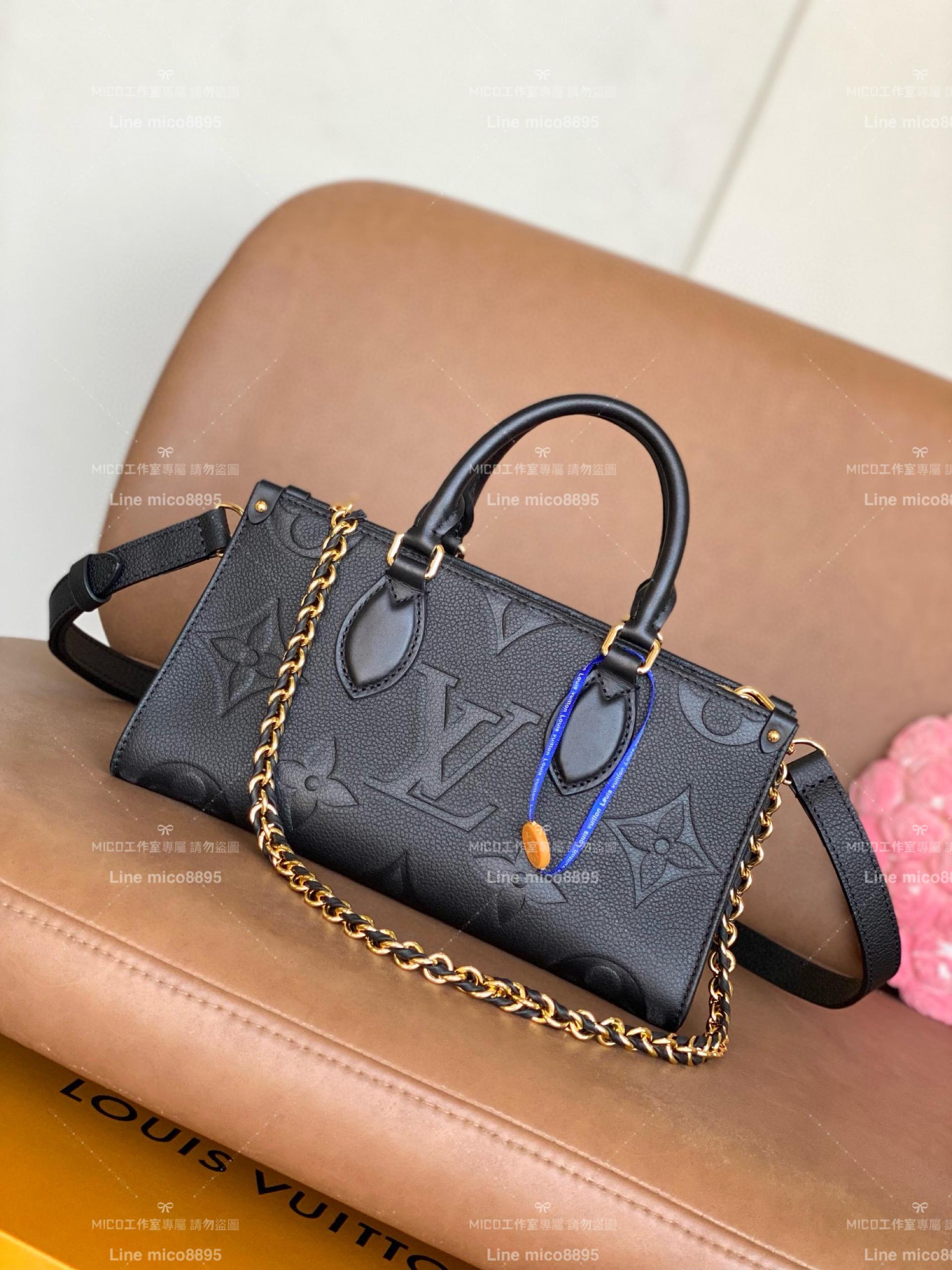 LV 路易威登｜ M23640 壓紋黑色 OnTheGo East West 絲印系列 橫款OnTheGo 小號手袋 25cm