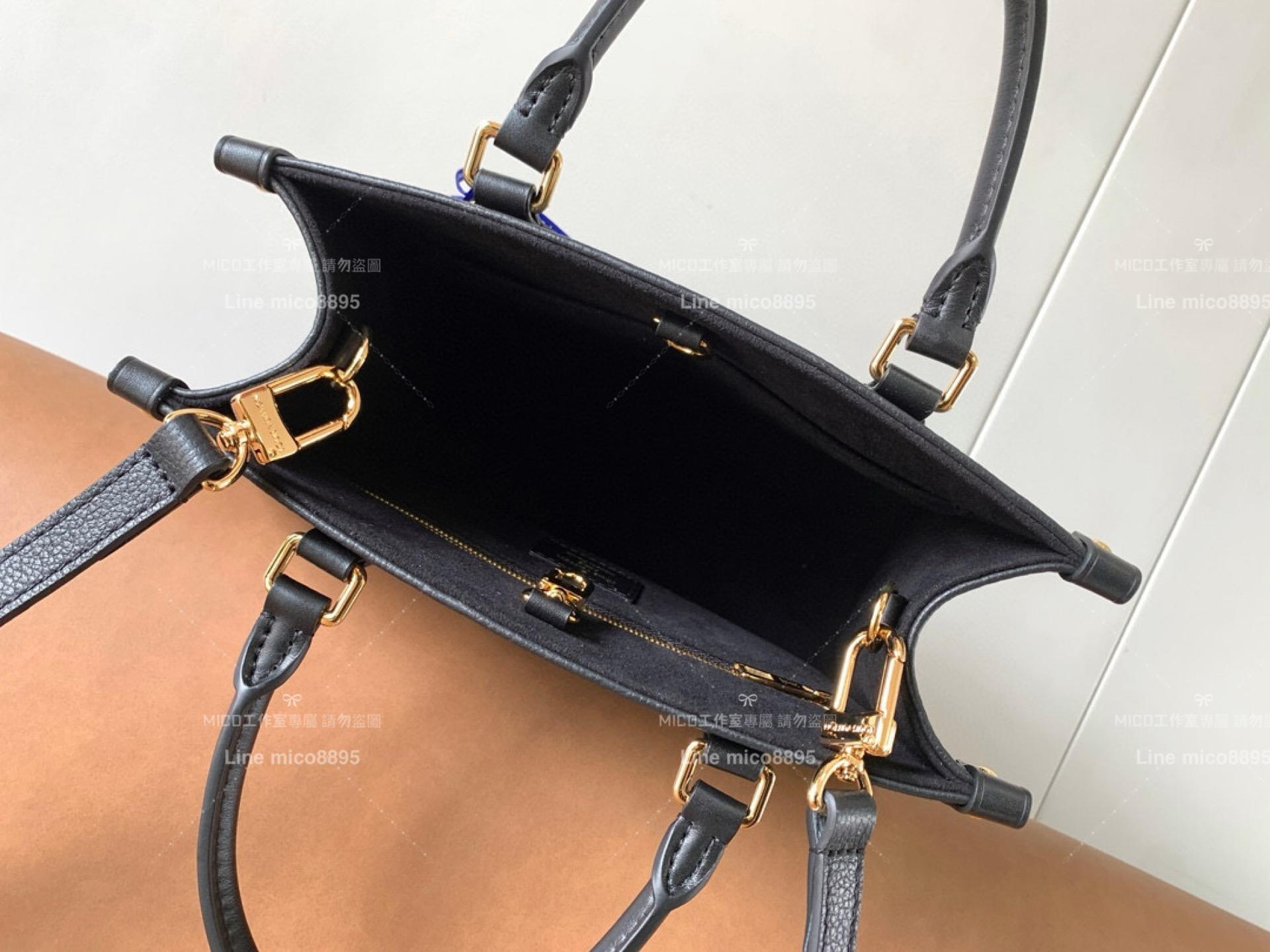 LV 路易威登｜M45653壓紋黑  Onthego小號Tote包 25cm 經典Sac Plat手袋 手提肩背包