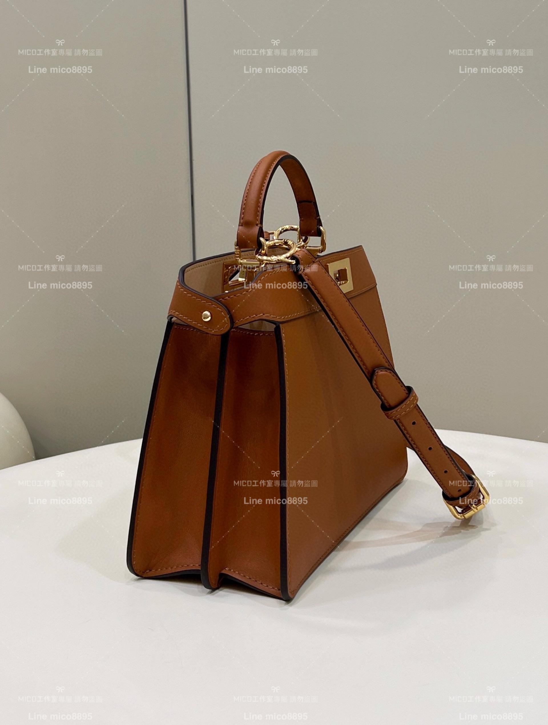 FENDI 經典Peekaboo I see U小號手袋 焦糖色 躲貓貓包 風琴包 27cm