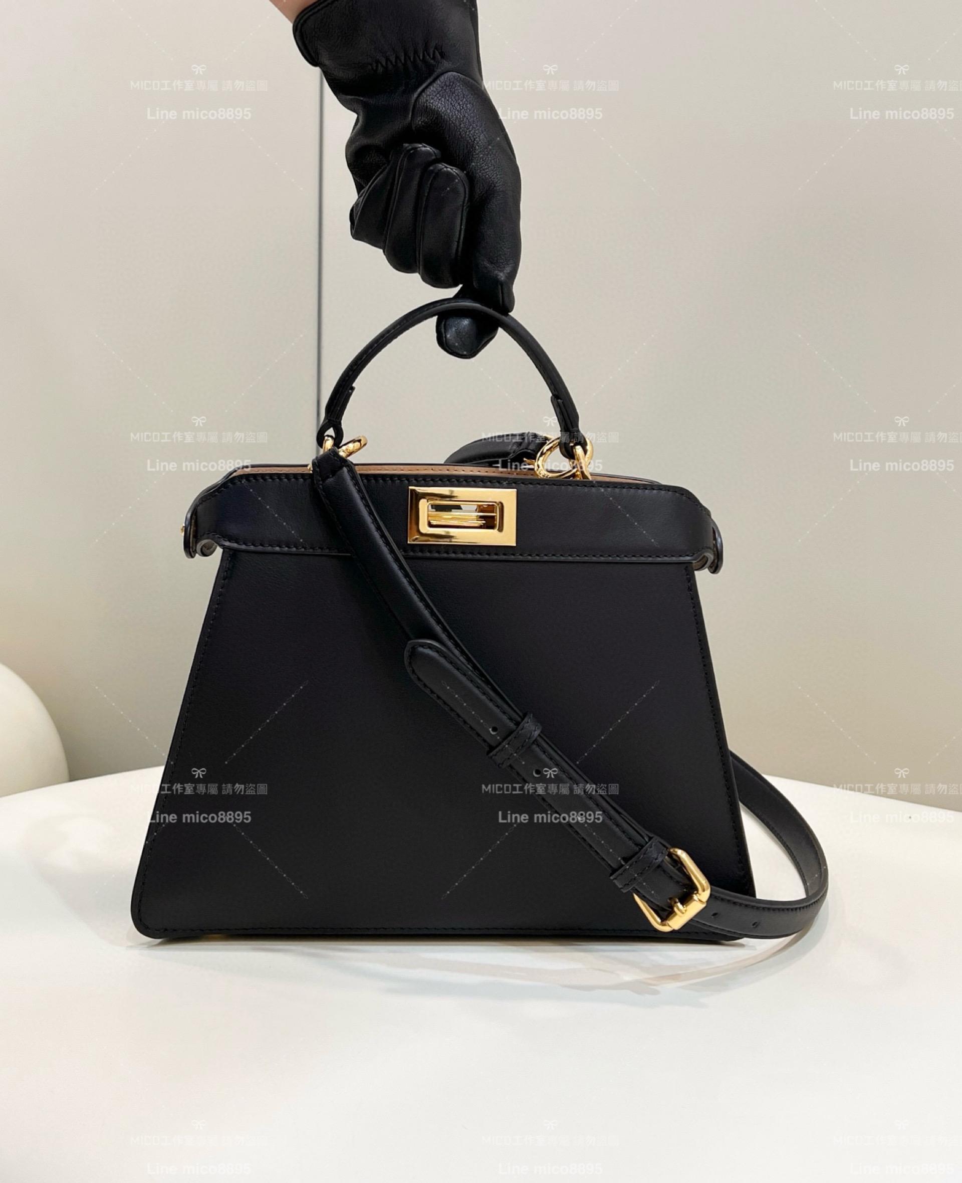 FENDI 經典Peekaboo I see U小號手袋 經典黑 躲貓貓包 風琴包 27cm