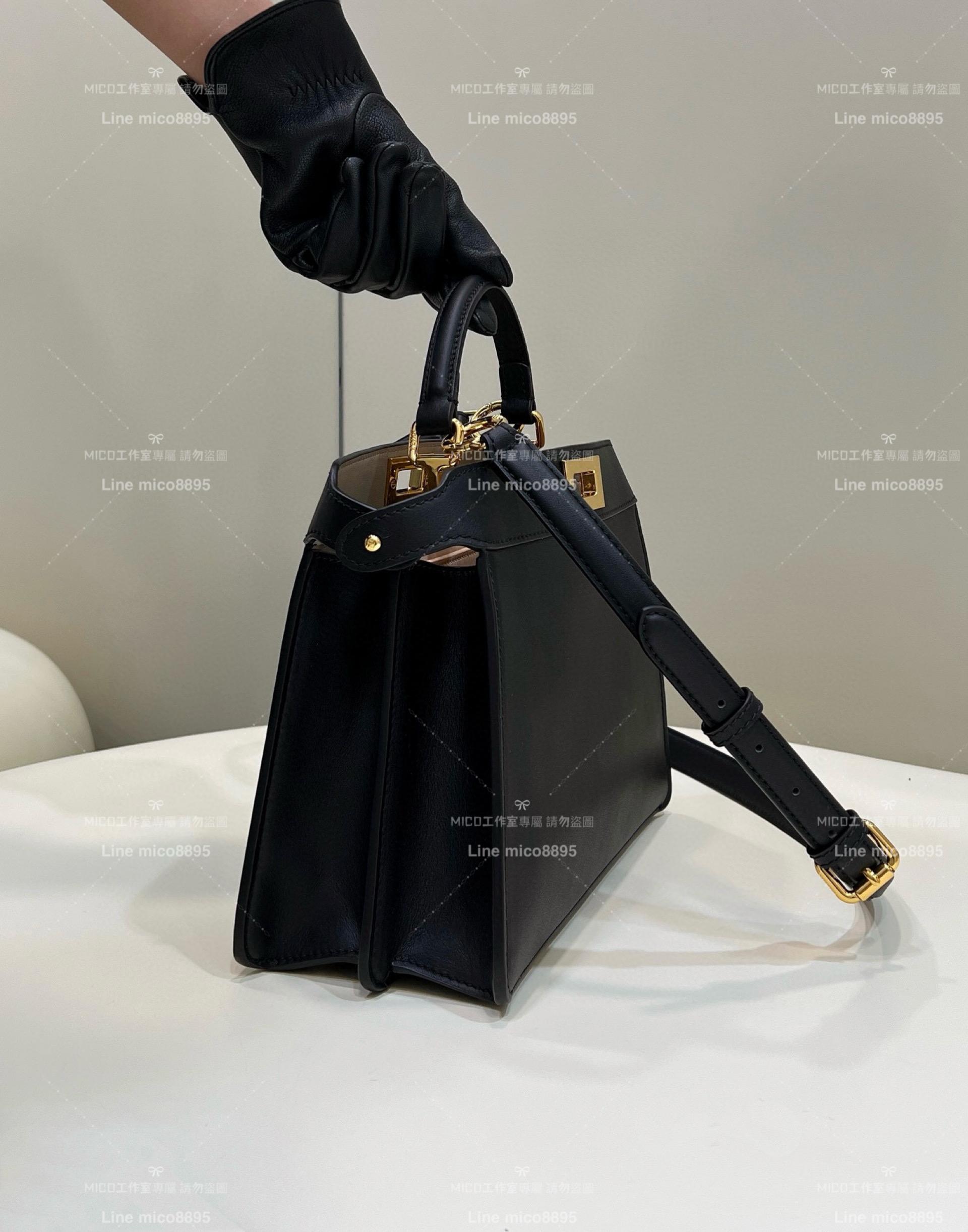 FENDI 經典Peekaboo I see U小號手袋 經典黑 躲貓貓包 風琴包 27cm