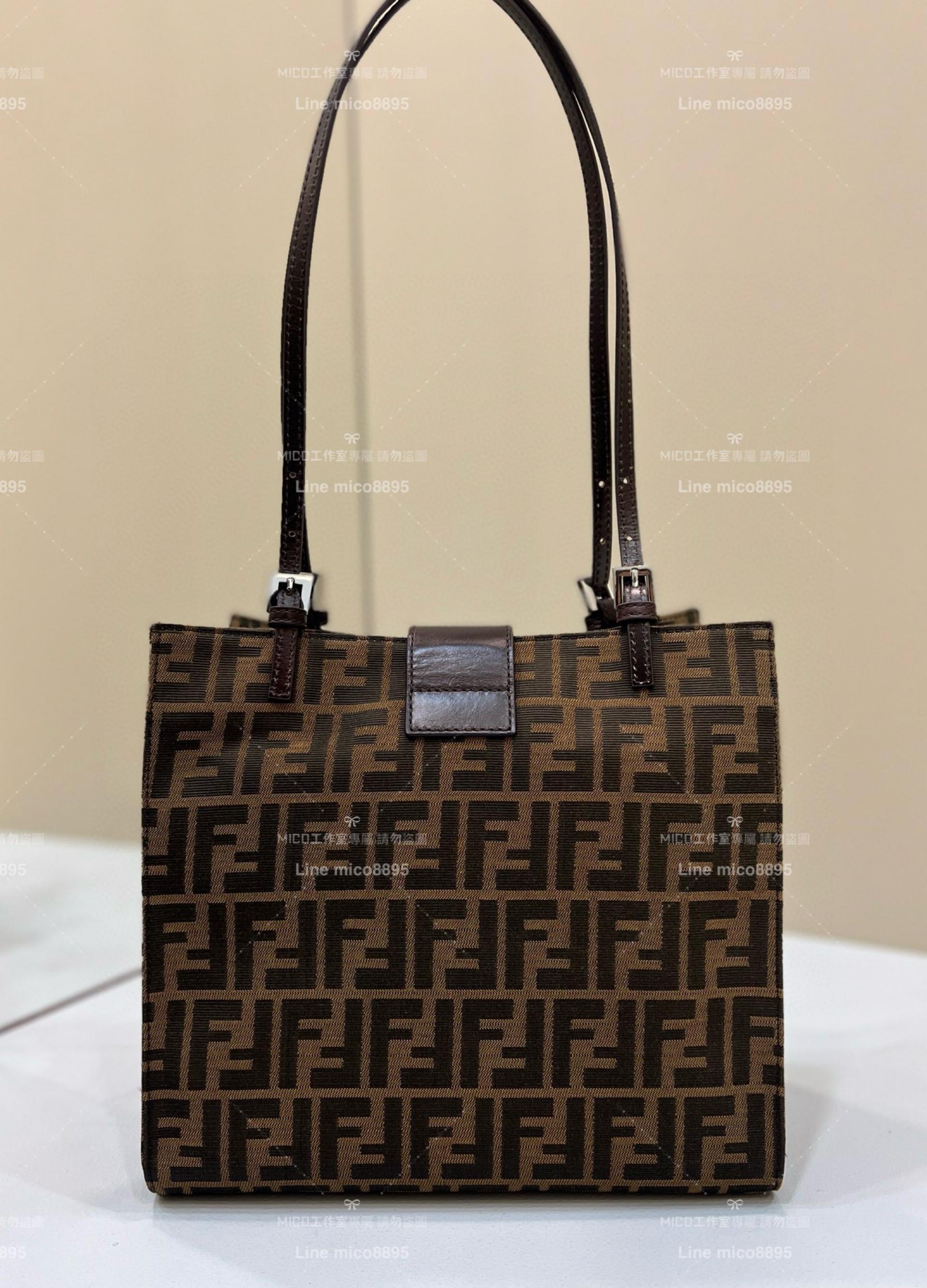 FENDI 帆布老花單肩TOTE包 托特包 28cm 經典FF 輕巧方便