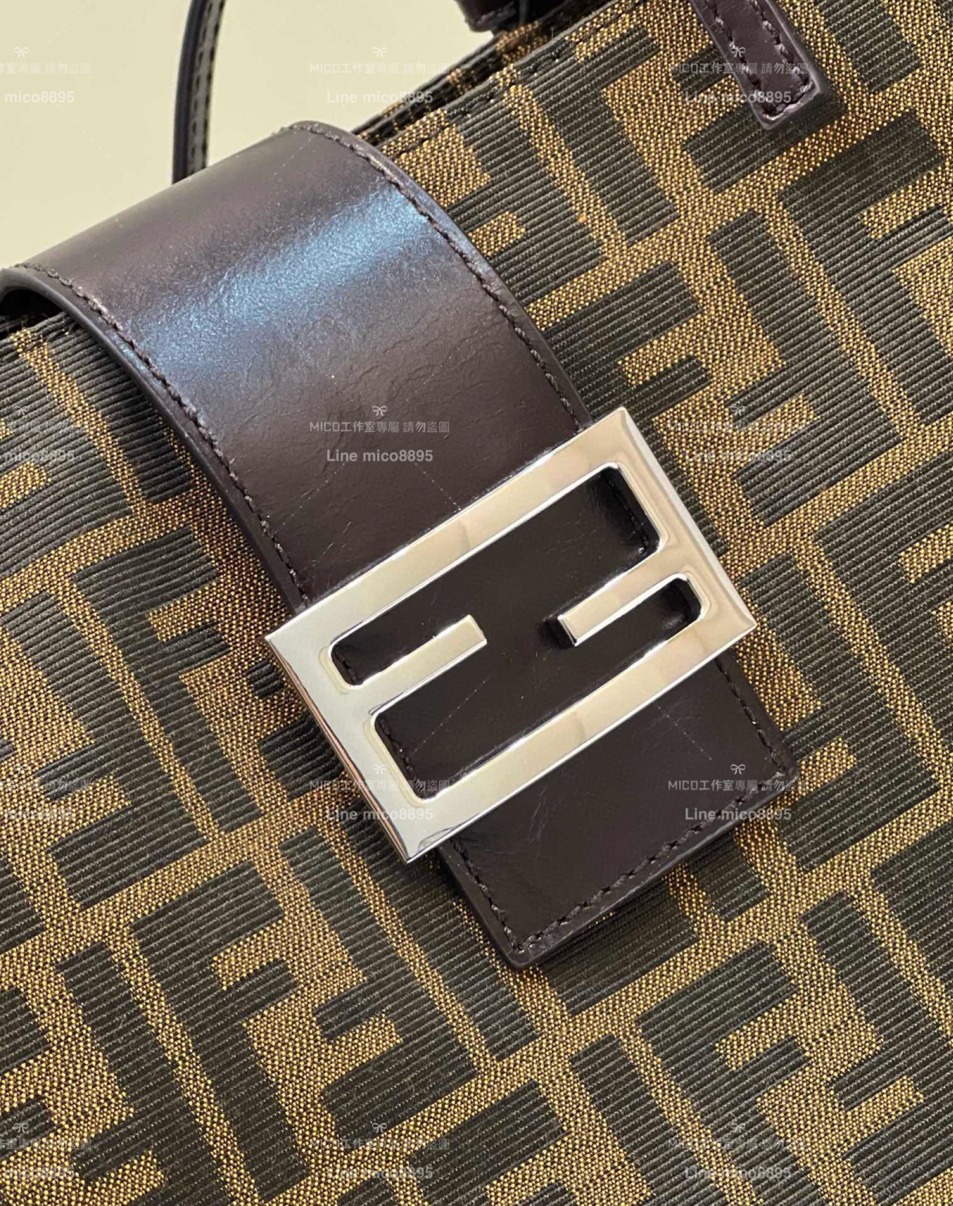 FENDI 帆布老花單肩TOTE包 托特包 28cm 經典FF 輕巧方便