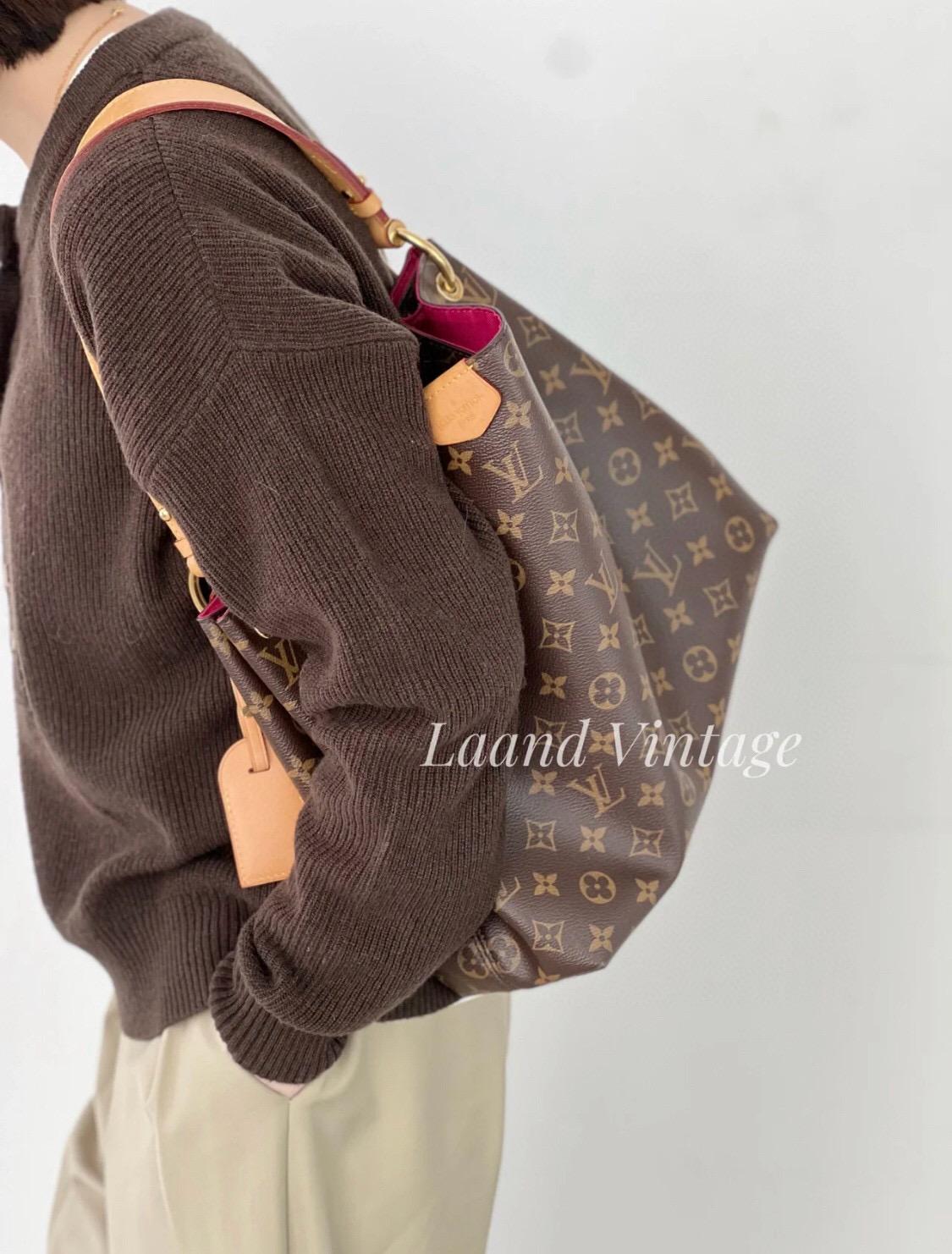 LV 經典 Monogram 帆布 【GRACEFUL 中號手袋】m43703 老花（玫紅） 購物袋 媽媽包