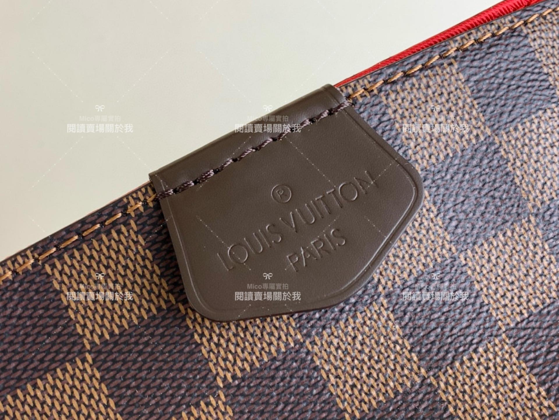 LV 【GRACEFUL 中號手袋】N44045咖啡格（紅色） 清新的 Damier Azur 帆布購物袋 媽媽包