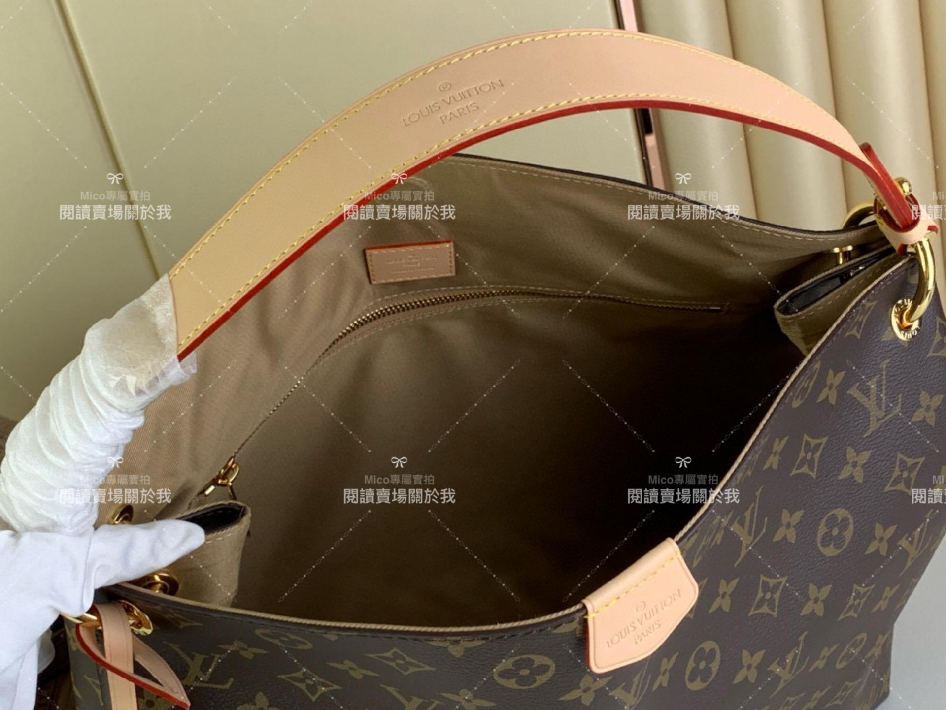 LV 經典 Monogram 帆布 【GRACEFUL 中號手袋】m43703 老花（杏色） 購物袋 媽媽包