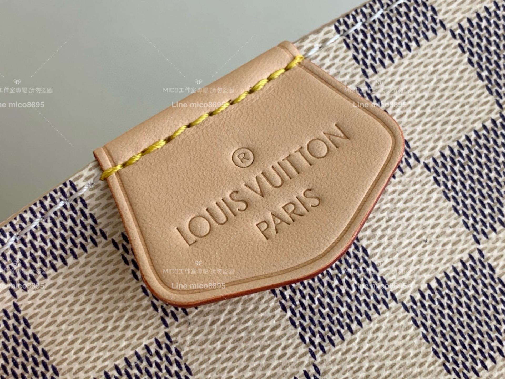 LV GRACEFUL PM 小號手袋 N42249 白色棋盤格 (粉）Damier Azur 帆布購物袋 媽媽包 30cm