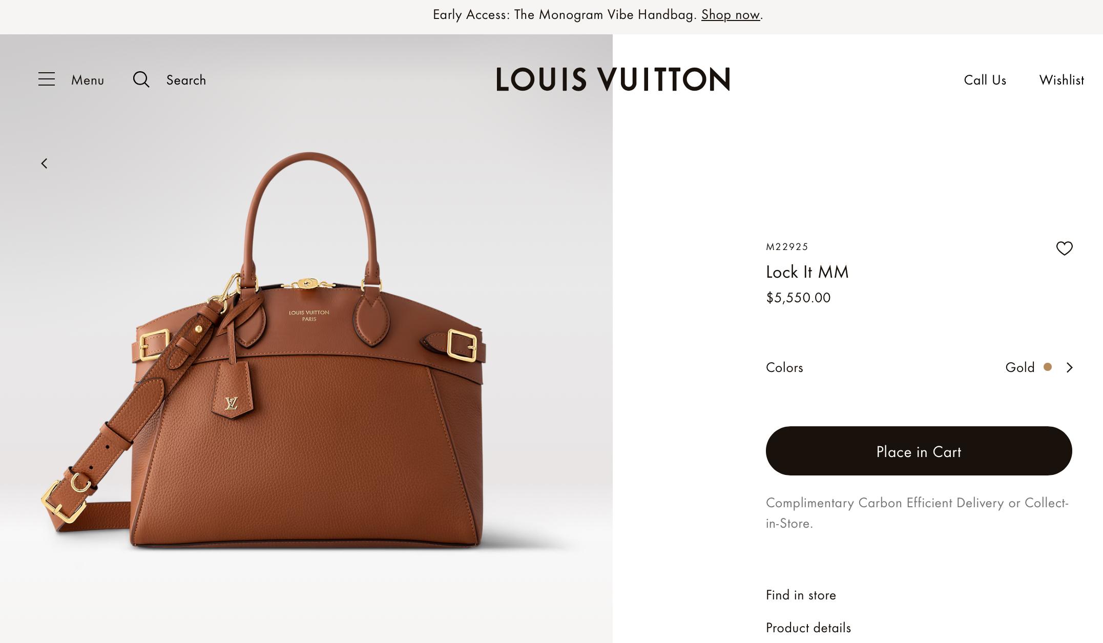 LV 通勤族首選 M22925 M23914 焦糖色 Lock It MM手袋 36cm