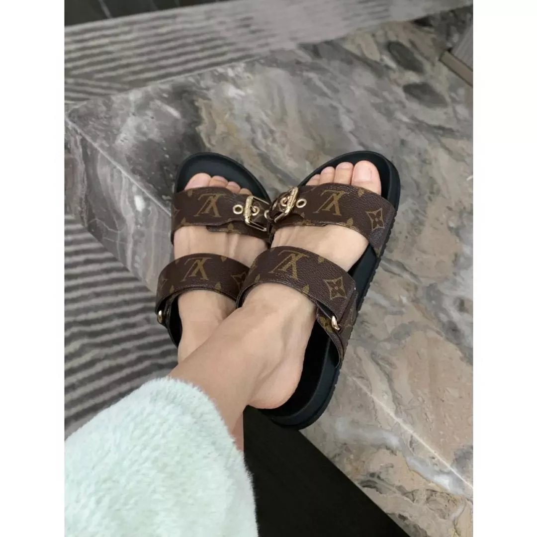 LV  Louis Vuitton ｜Bom dia系列 老花涼拖鞋 35-40