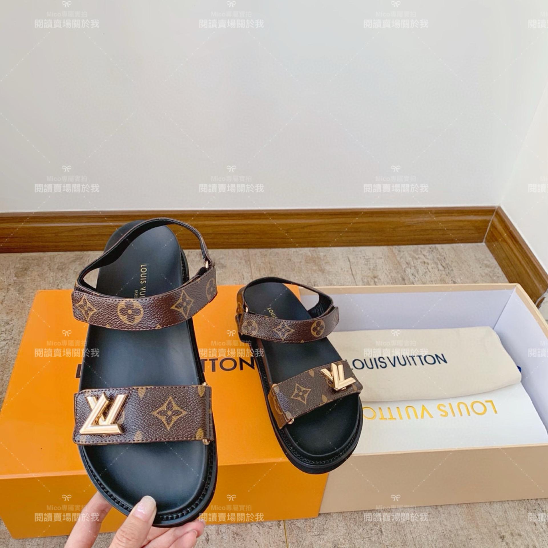 LV  Louis Vuitton ｜Sunset comfort系列 老花皮革平底涼鞋 35-40