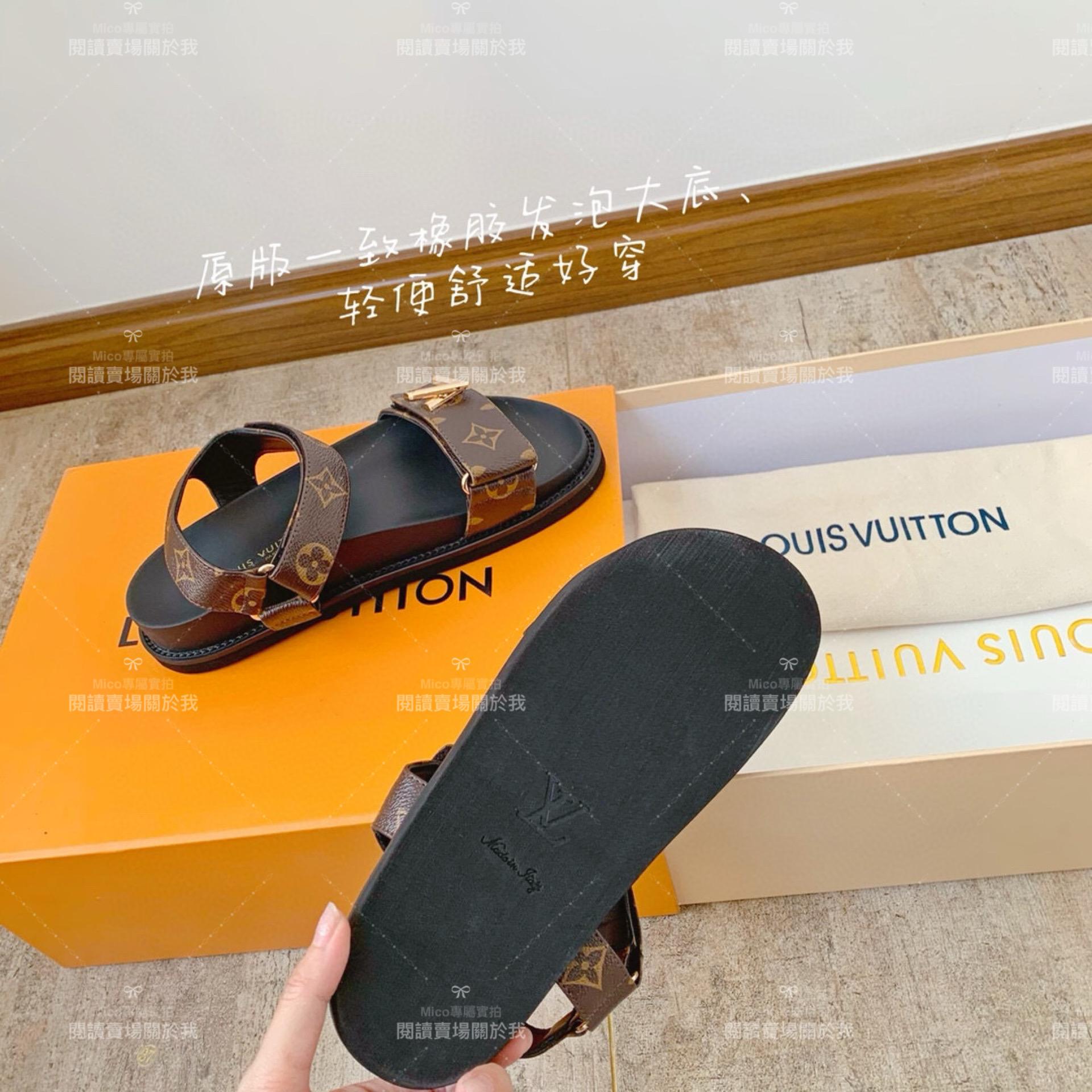 LV  Louis Vuitton ｜Sunset comfort系列 老花皮革平底涼鞋 35-40