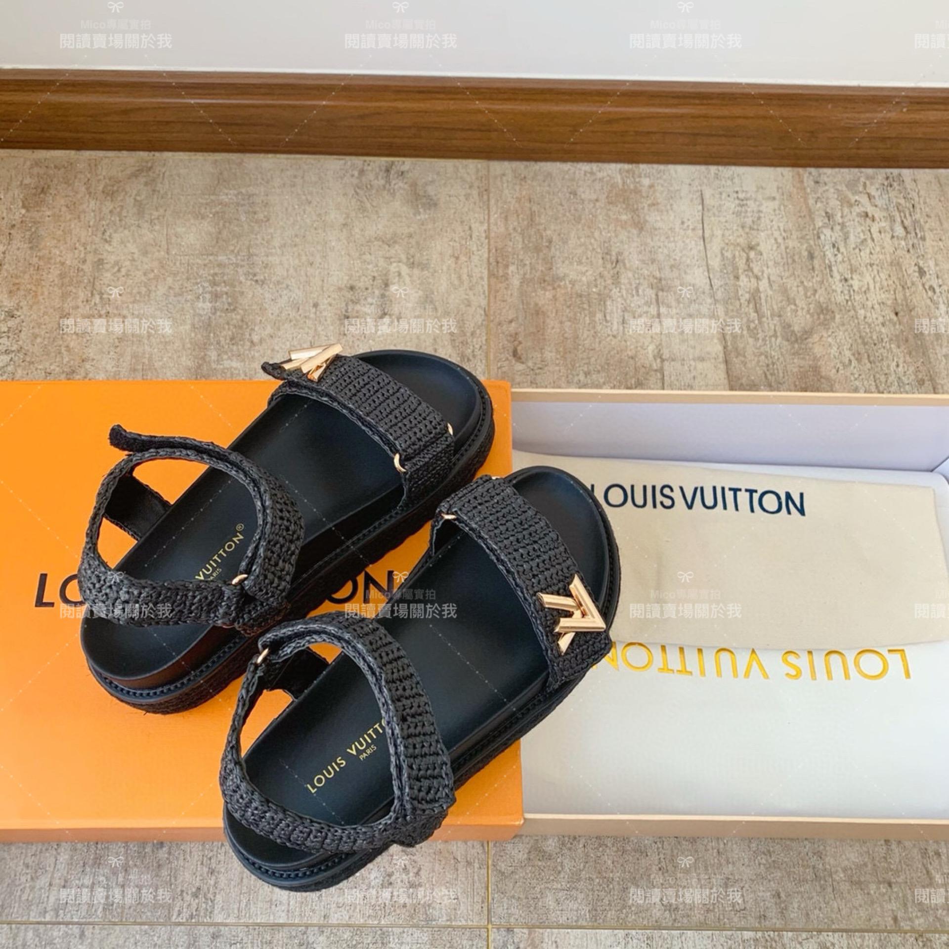 LV  Louis Vuitton ｜厚底款 Cordoba Comfort 拉菲草編織鞋面涼鞋 女鞋 35-40