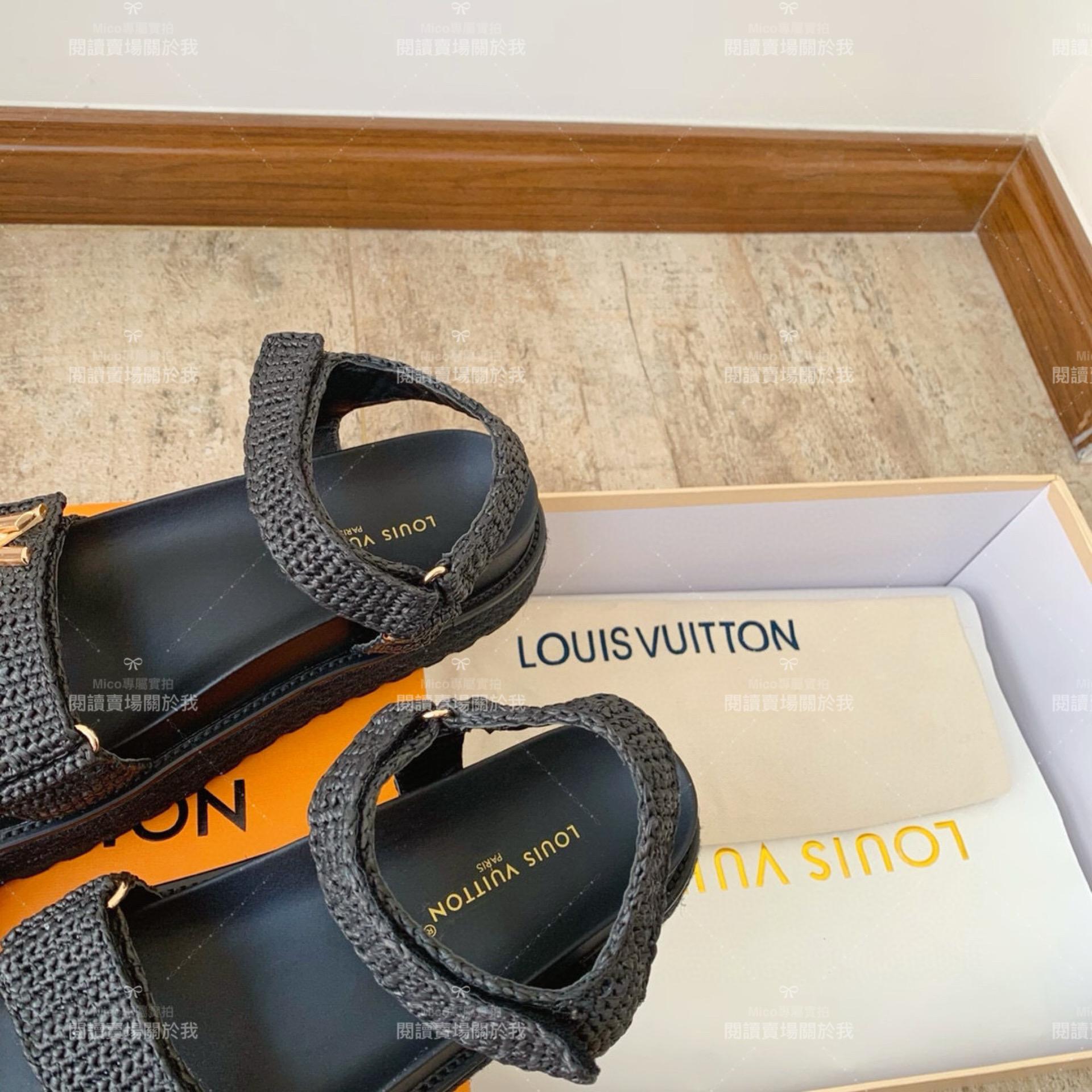 LV  Louis Vuitton ｜厚底款 Cordoba Comfort 拉菲草編織鞋面涼鞋 女鞋 35-40